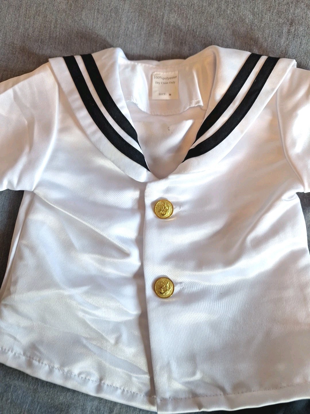 Toddler Boys 2 Pc Sailor Suit Navy Blue Shorts And White Satin Look Shirt Sz M