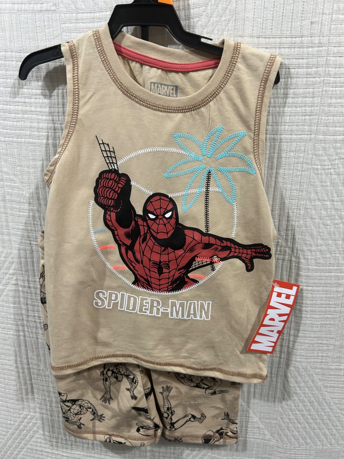 Spiderman 2 piece boys knit short outfit ast sizes new
