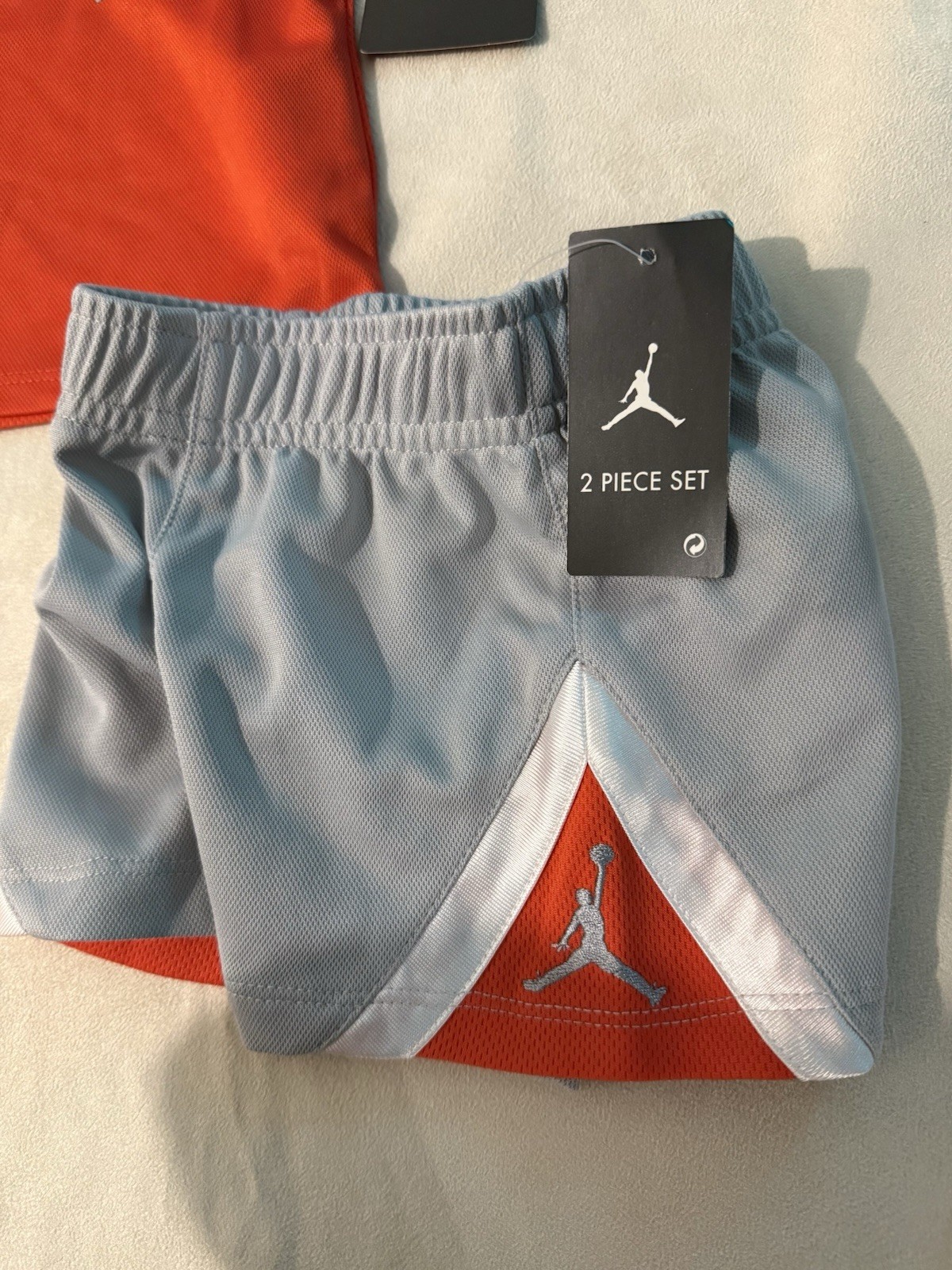 Jordan Baby 9M Jersey Shorts & Shirt Set Orange Gray NWT