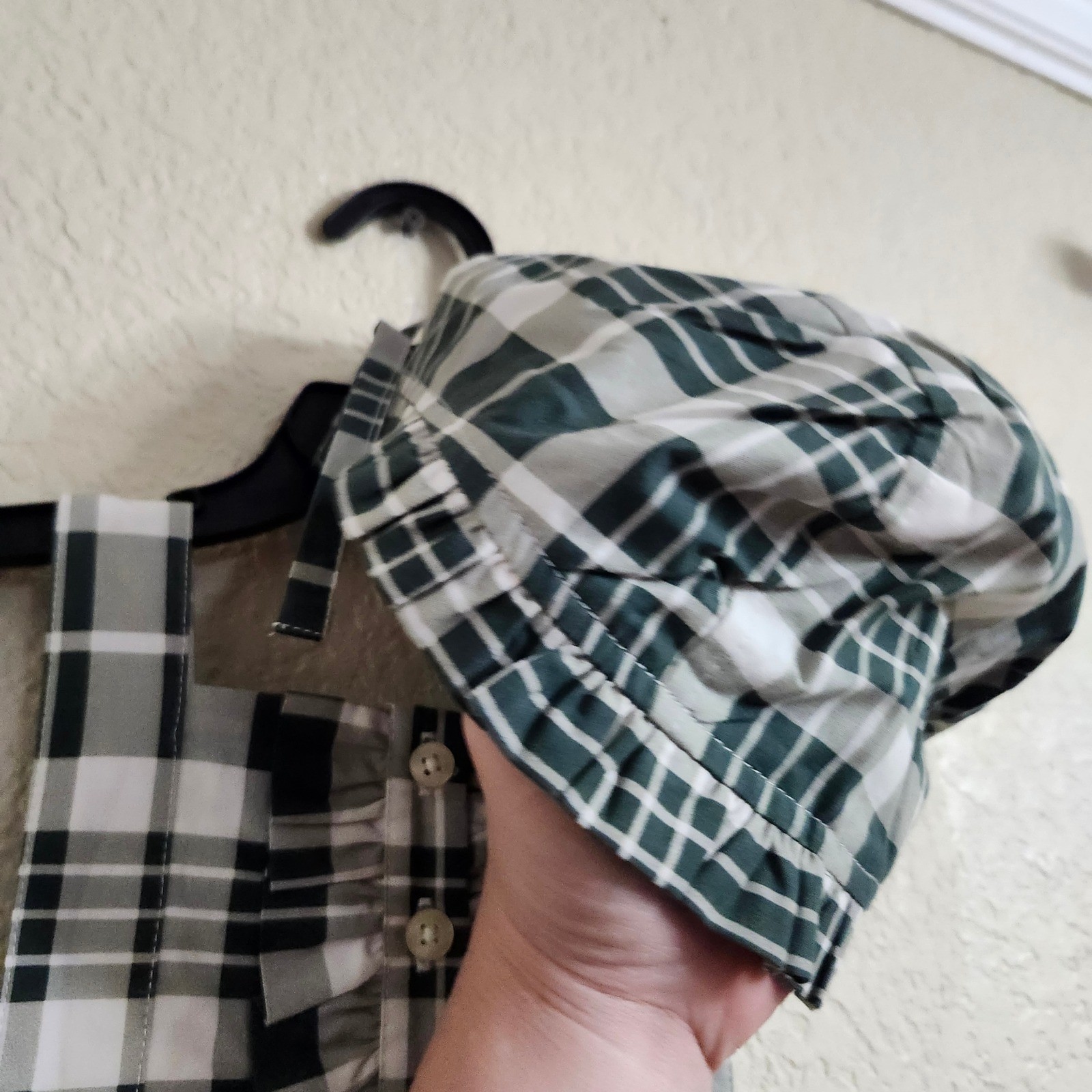 NEW Kate Quinn Girls 12-18M Penelope Green Plaid Pinafore Dress and Bonnet Set