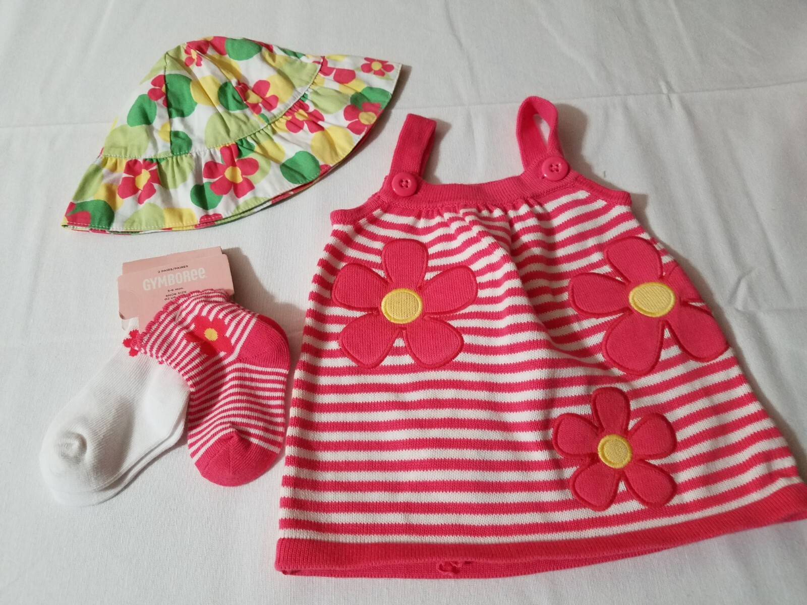 Gymboree 3-6 month Spring Smiles Dress Hat Socks NWT Outfit