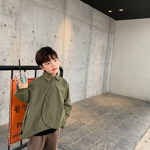 Long sleeve Spring Autumn breasted New Boys Pure color Shirt Baby Coat clothes