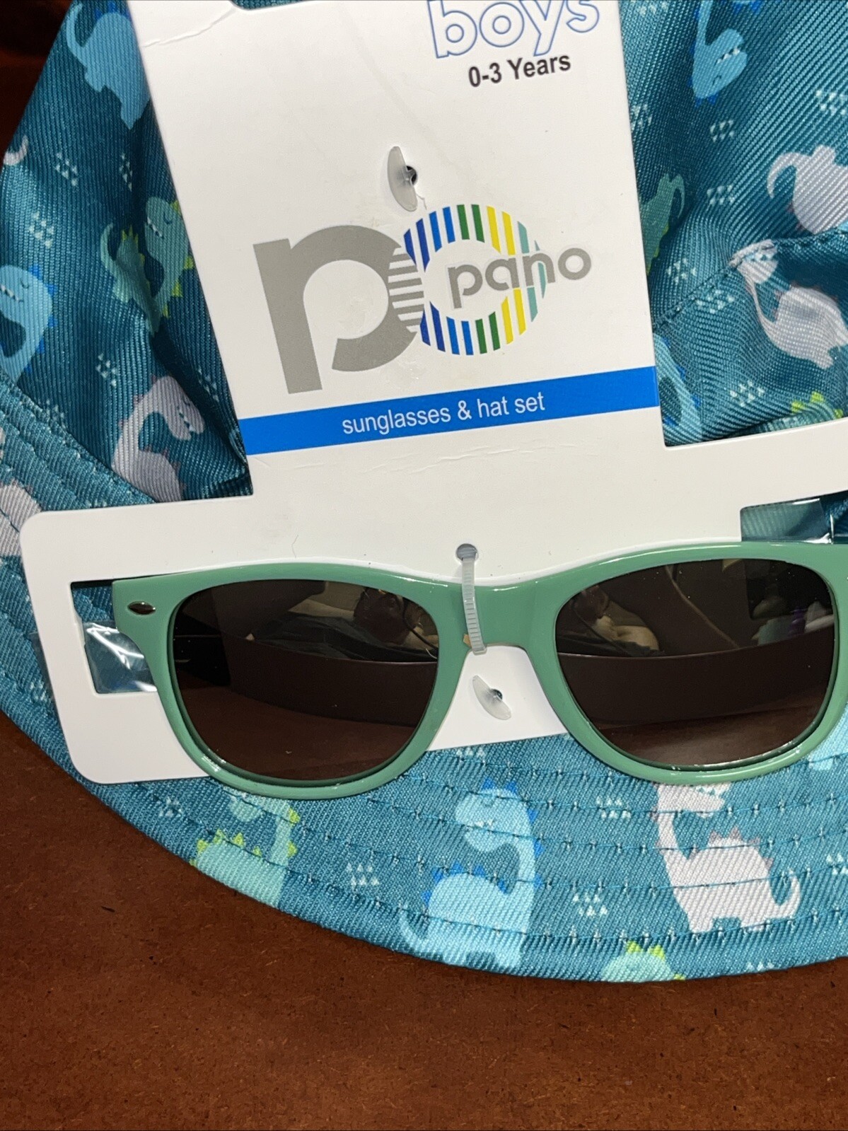 NEW Toddler Boy Dinosaur Sun Hat & Sunglasses Set 0-3 Years Summer