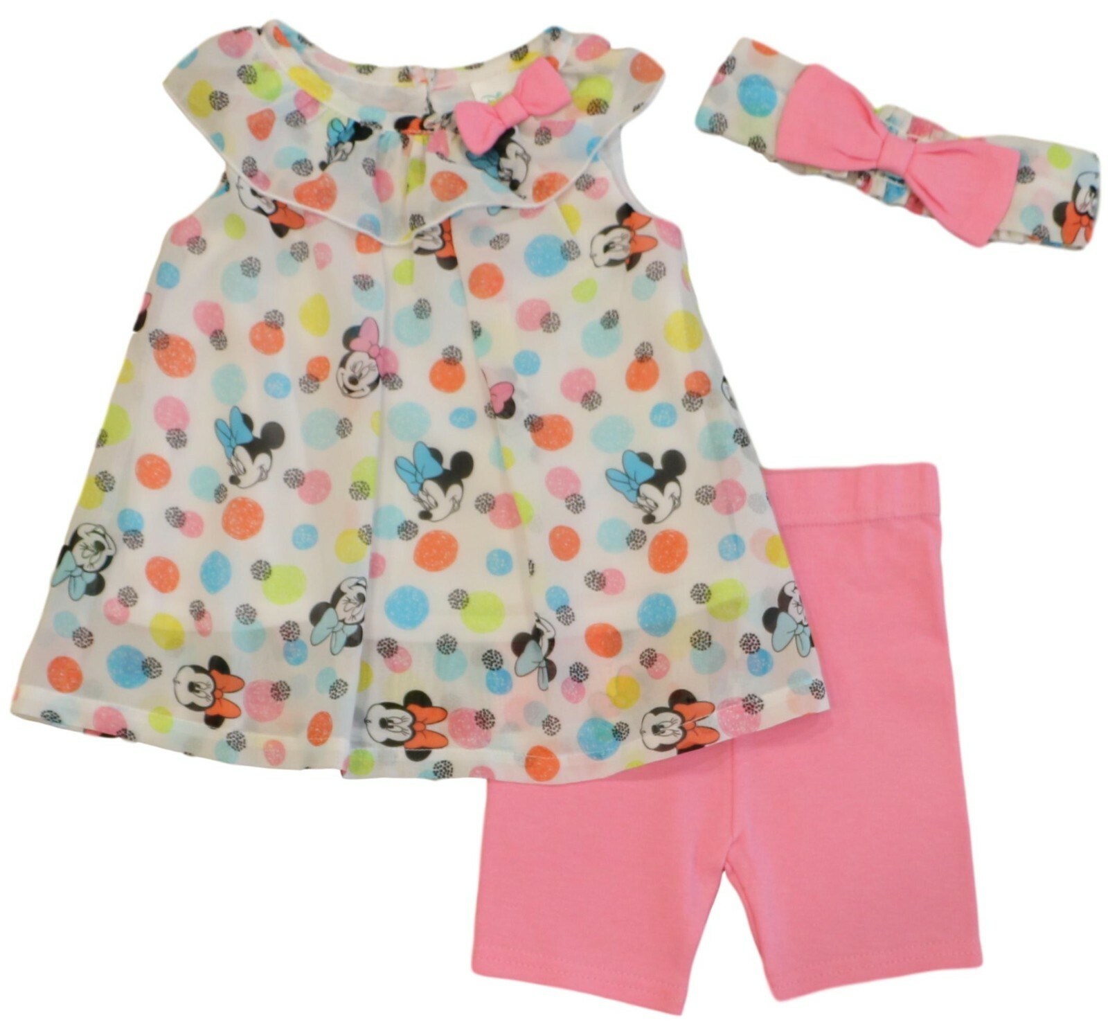 Disney ☆ Minnie Mouse Baby Girls’ Chiffon Top & Shorts Set ☆Sizes 12-24 months