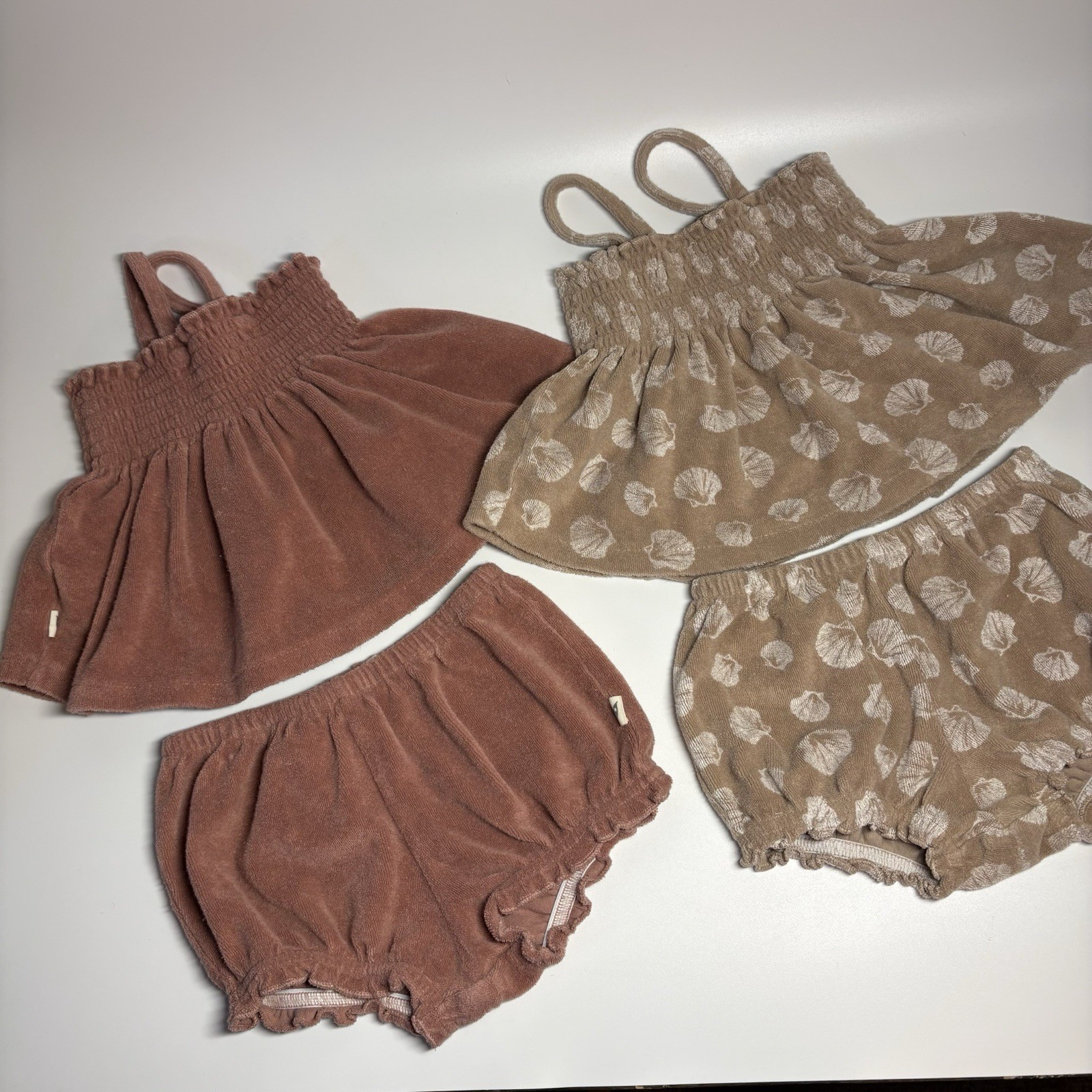 Easy Peasy Baby Girl Terry Tank Bloomer Set (2) 24Mo Organic Cotton Smocked