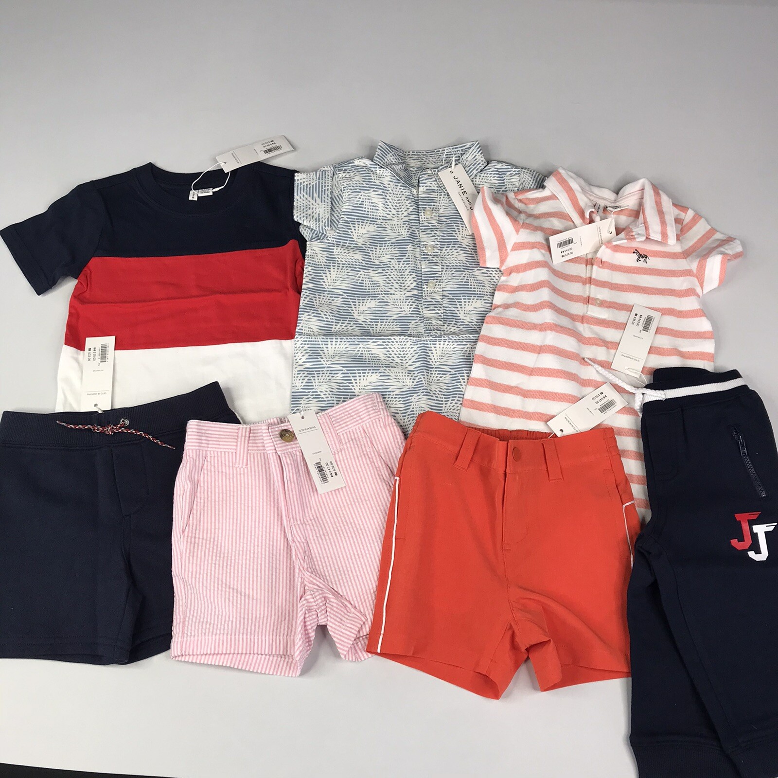 Janie & Jack Baby Boy 12-18M Summer Outfits Lot Shorts, Pants, Bodysuit, T-Shirt