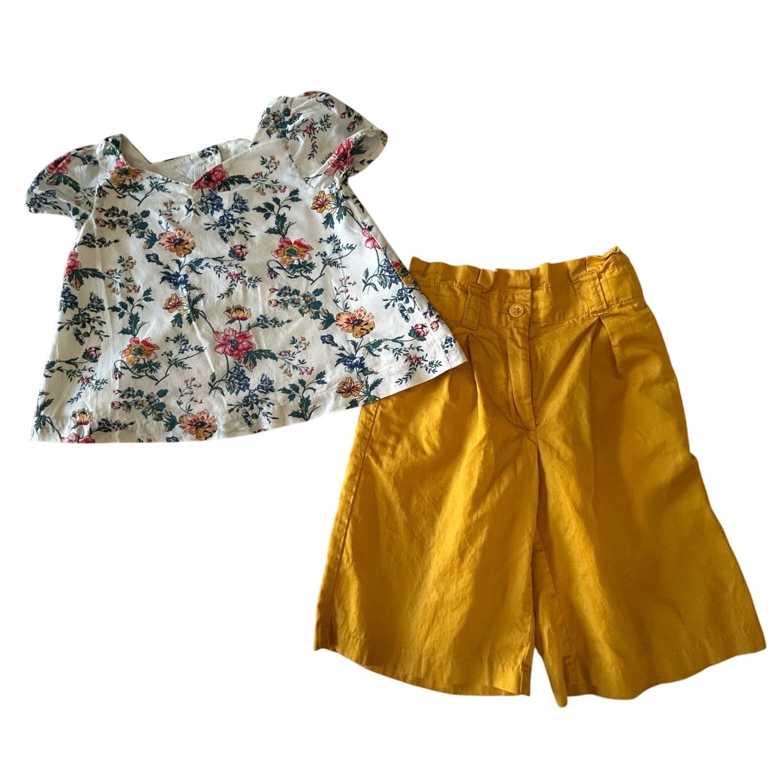 Janie and Jack Toddler 2T Floral Top + Yellow Wide Leg Pants Not a Set
