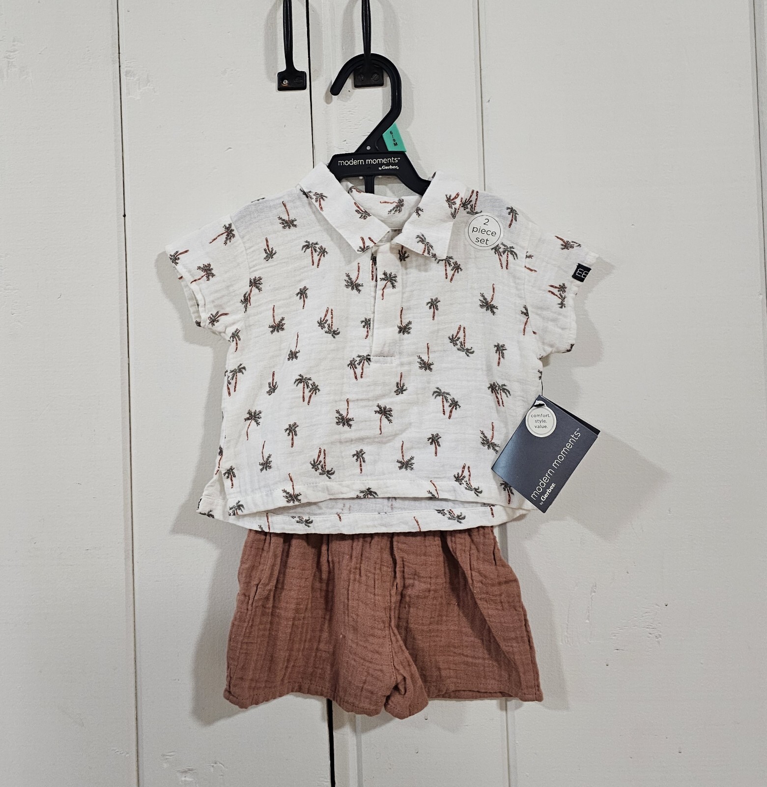 Modern Moments by Gerber – Baby – Shirt and Shorts 2 Pc. Set – Palm Trees 6-9 mo