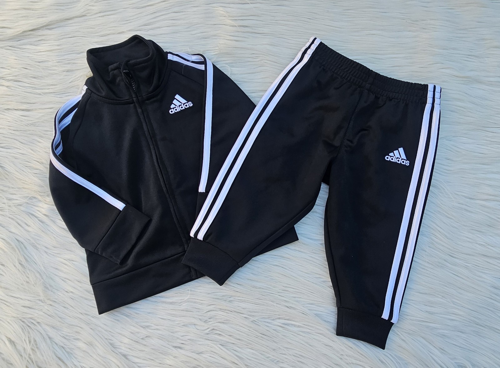 Adidas Black & White Regular Fit Track Suit Set Size 6 Months