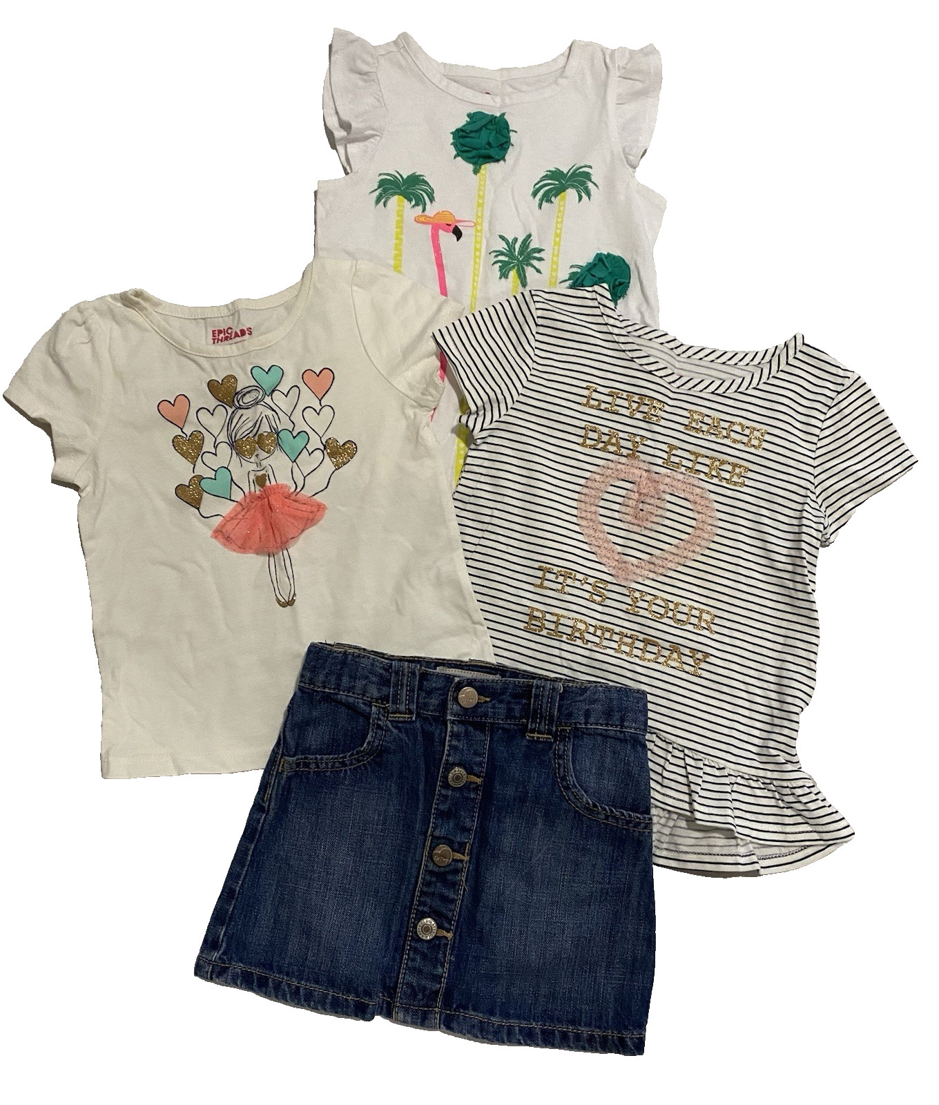 Epic Threads Old Navy Kids Tops And Denim Skirt Bundle Size 3T Girls