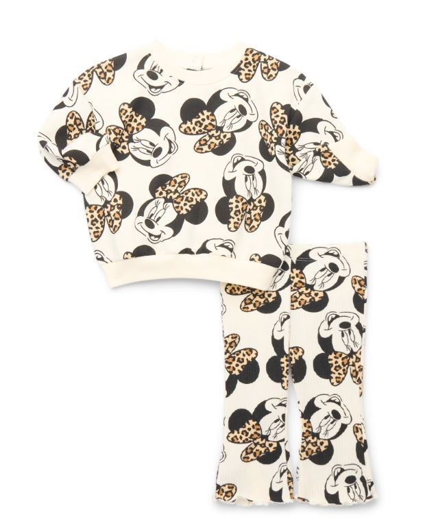 New Minnie Mouse Baby Girl Sweatshirt & Flared Leggings 2Pc Sz 0-3months