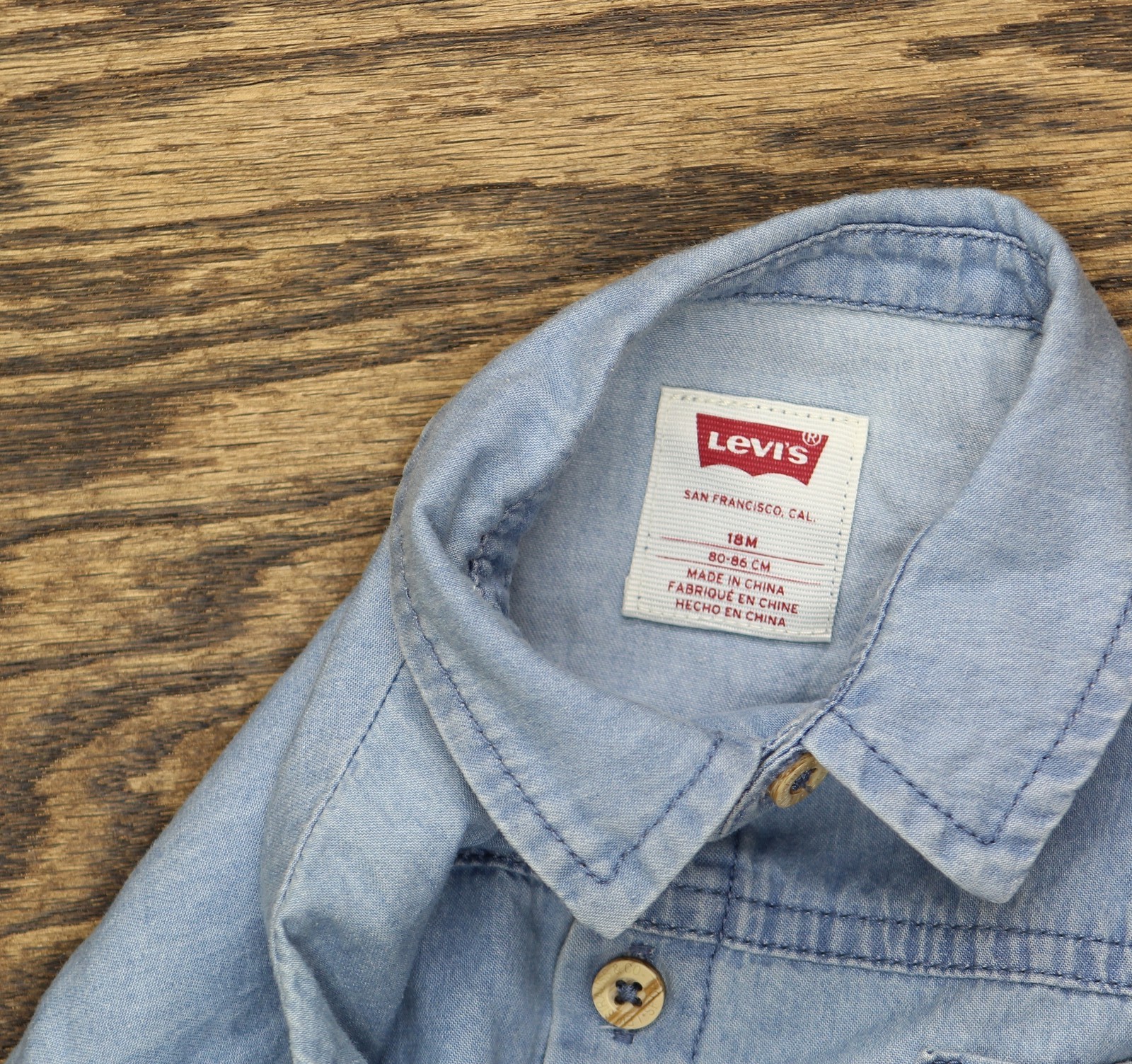 Levi’s Baby Boys 2-Piece Denim Button-Up Shorts Set 61M350F Light Blue 18 Months