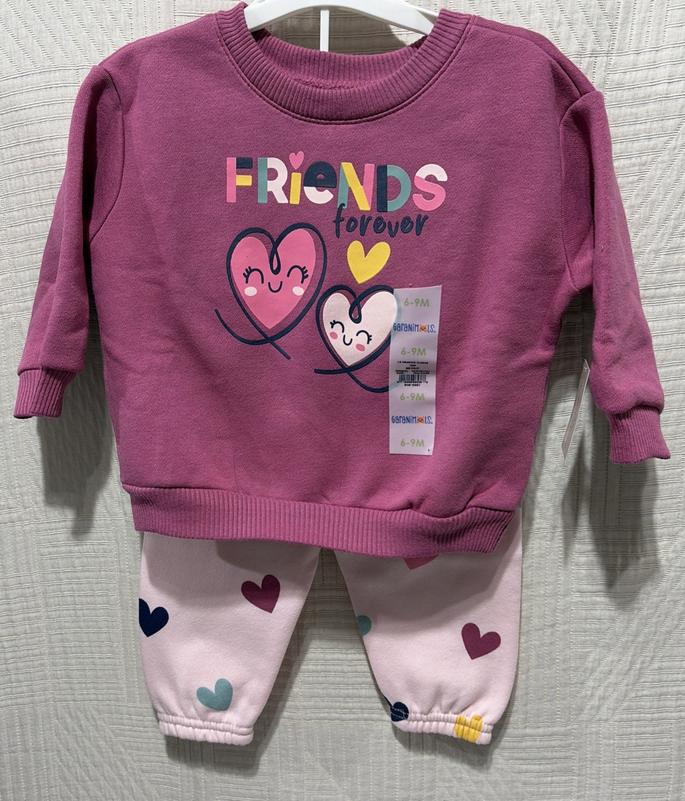 Garanimal Baby Girl 2 Piece Friends Forever Sweatsuit Size 6-9 M New