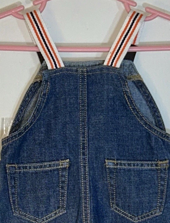 The Children’s Place Boy 3/6M 2 Piece Outfit Denim Overall Short Top Football
