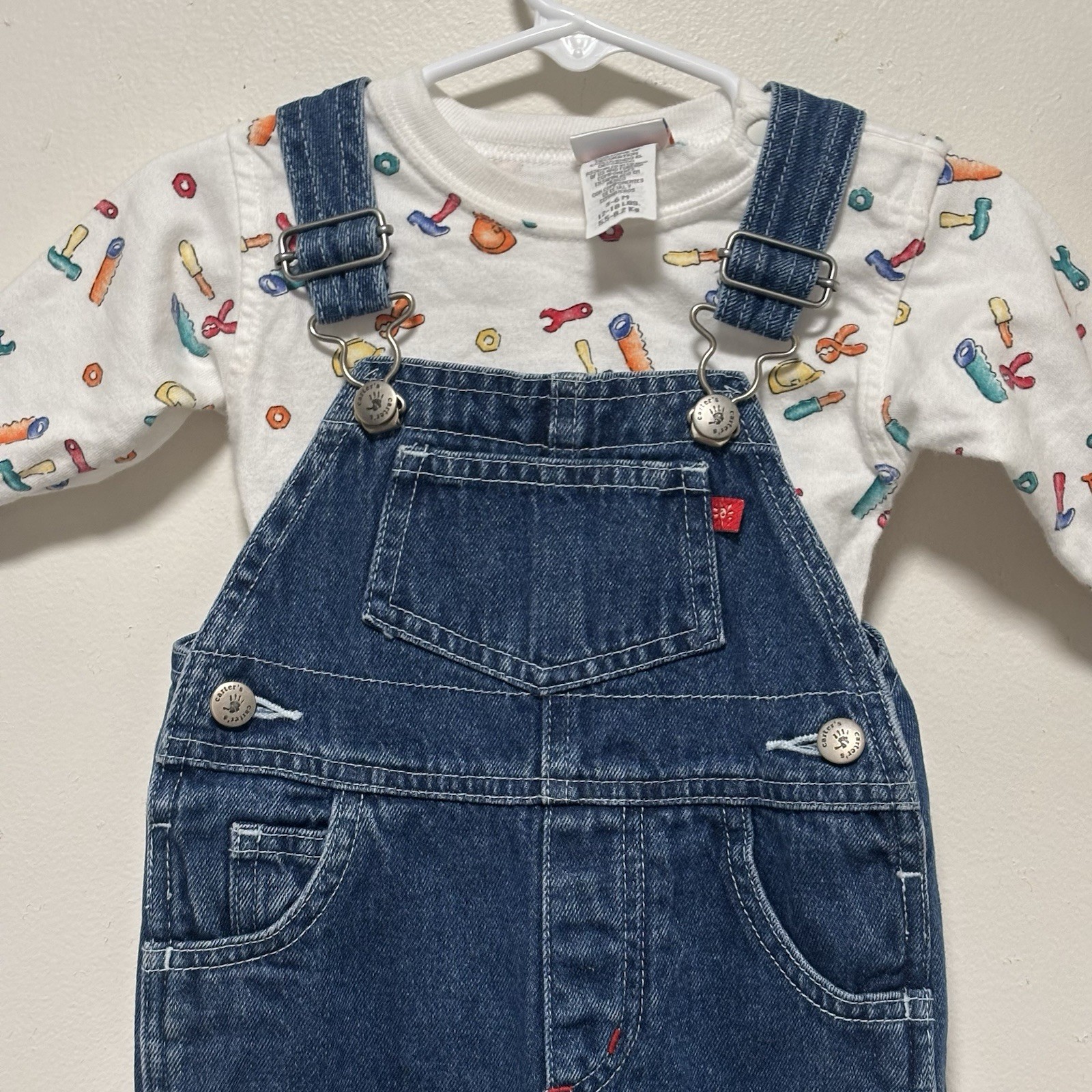Carter’s Vintage Baby Overalls 2 Piece Set 3/6 Months Carpenter Denim Blue