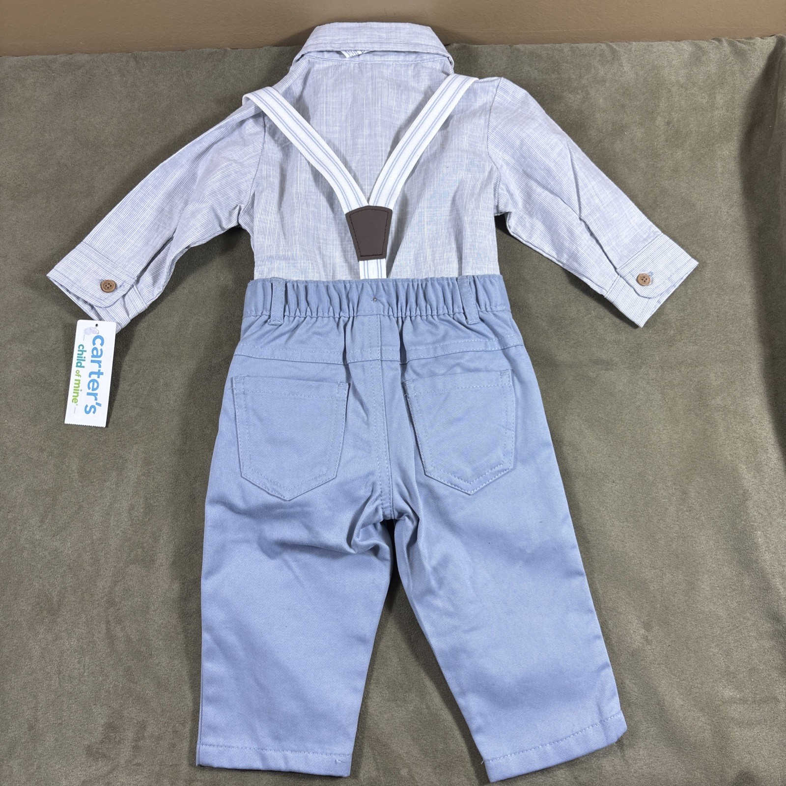 Carters Child of Mine Boys 3-6 Month 3 Piece Pant Shirt Set Suspender Bowtie NWT
