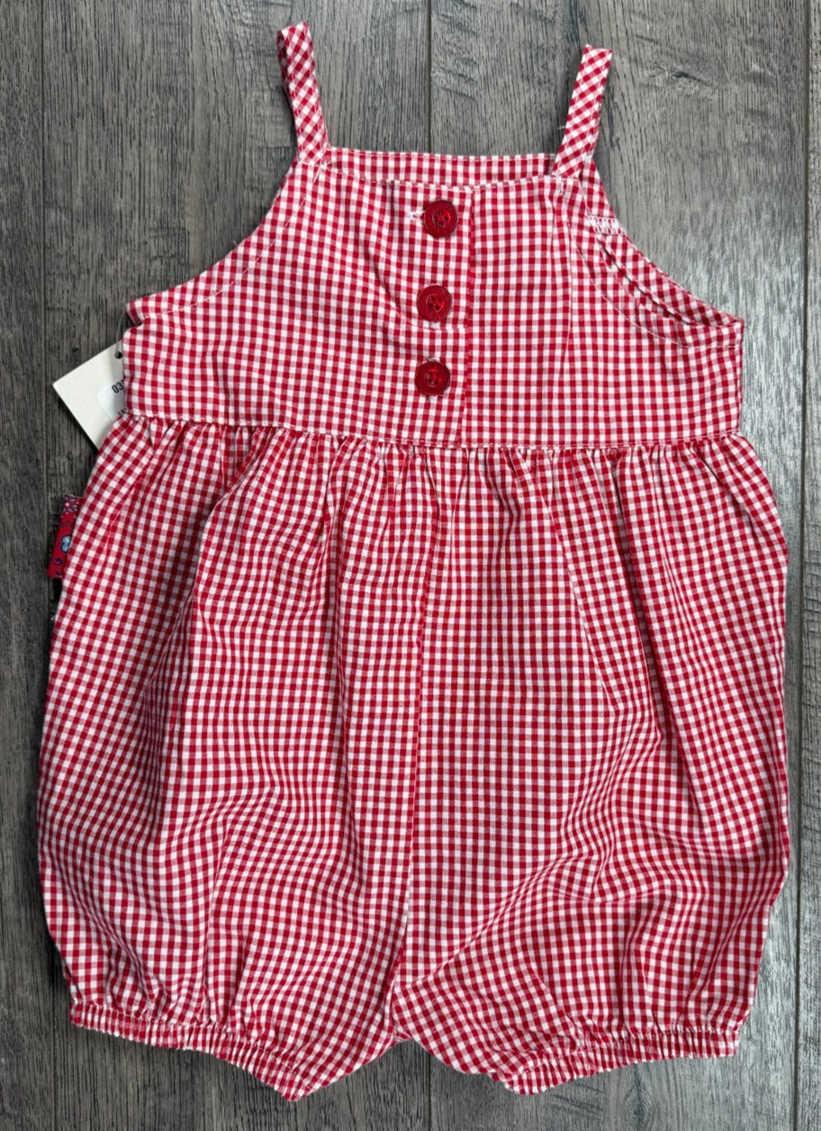 Baby Girl Clothes New Vintage Oshkosh 3-6 Month Red Check Flower Romper Outfit