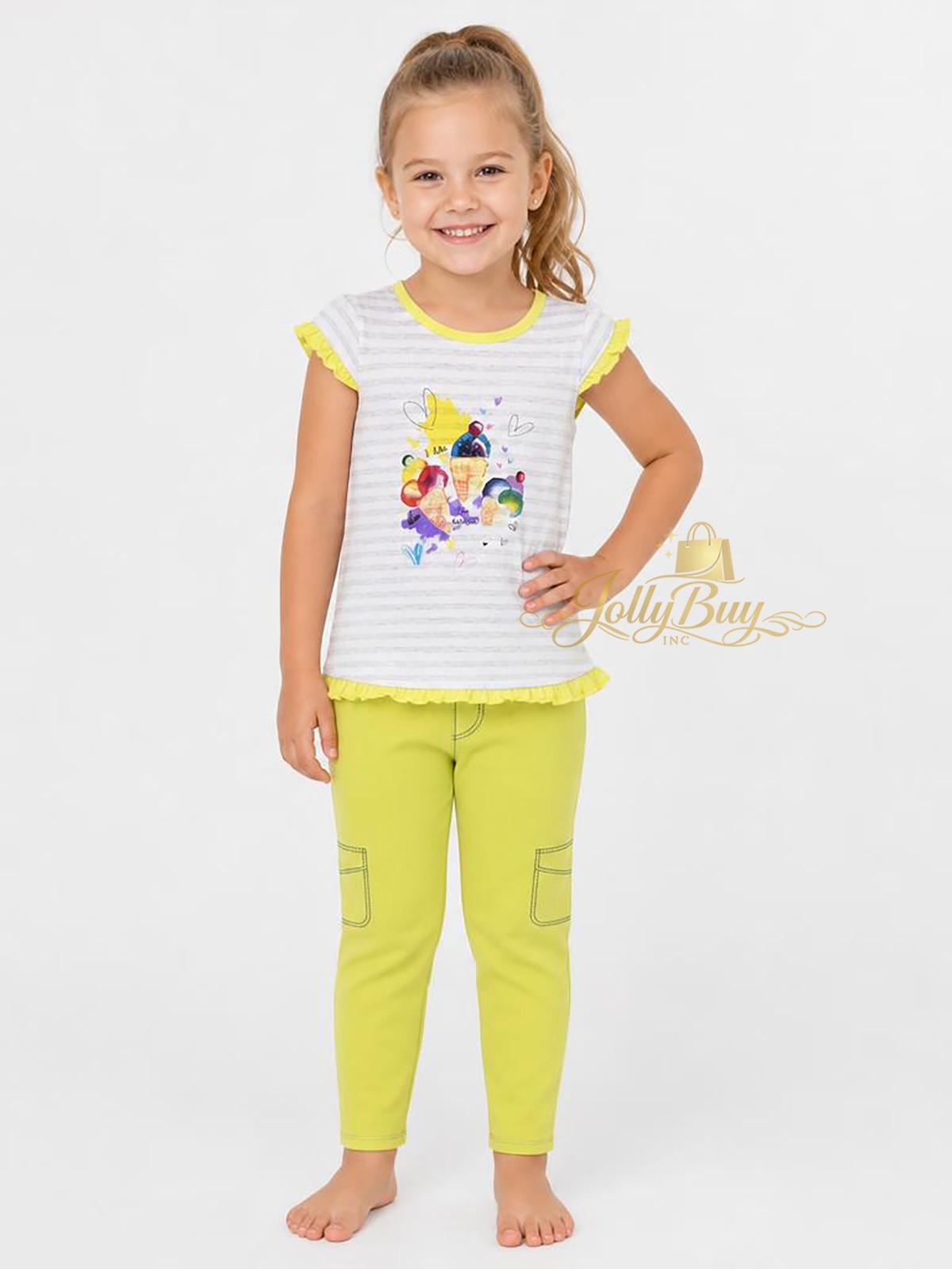 ABSORBA Little Girls’ 2-Piece Set ‘I like Ice Cream’ T-shirt & Leggings Size 4T