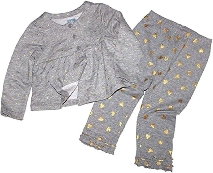Baby Gap NWT Girls 12 18 Mo. Gray and Metallic Gold French Terry Knit Outfit