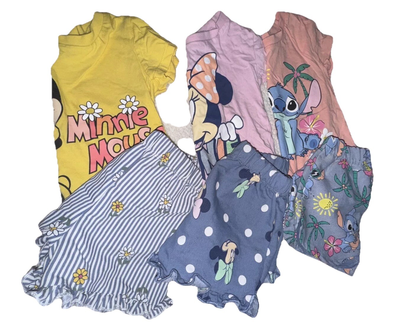 Minnie Mouse Lilo And Stitch Short Sleeve And Shorts Outfit Sets 3 Sets 2T&3T