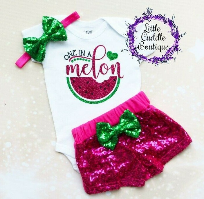 One In A Melon Birthday Shorts Outfit, Sweet One Birthday, Watermelon Bodysuit