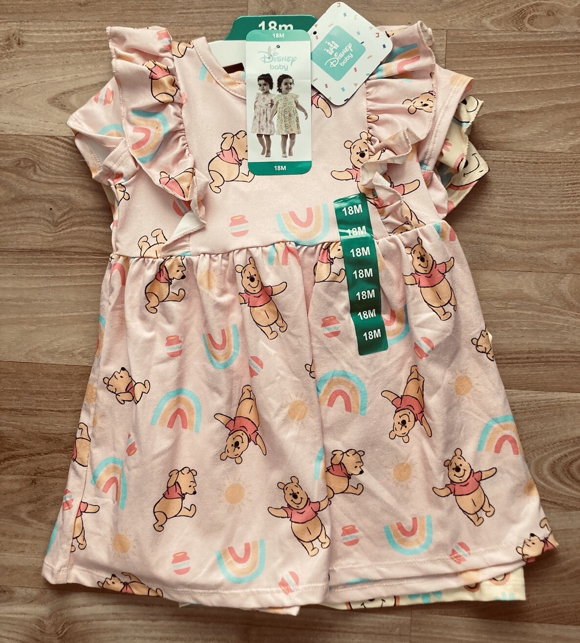 Disney Baby Kids’ Winnie the Pooh 2-pack Dress & Diaper Cover Set,Size 18 Month