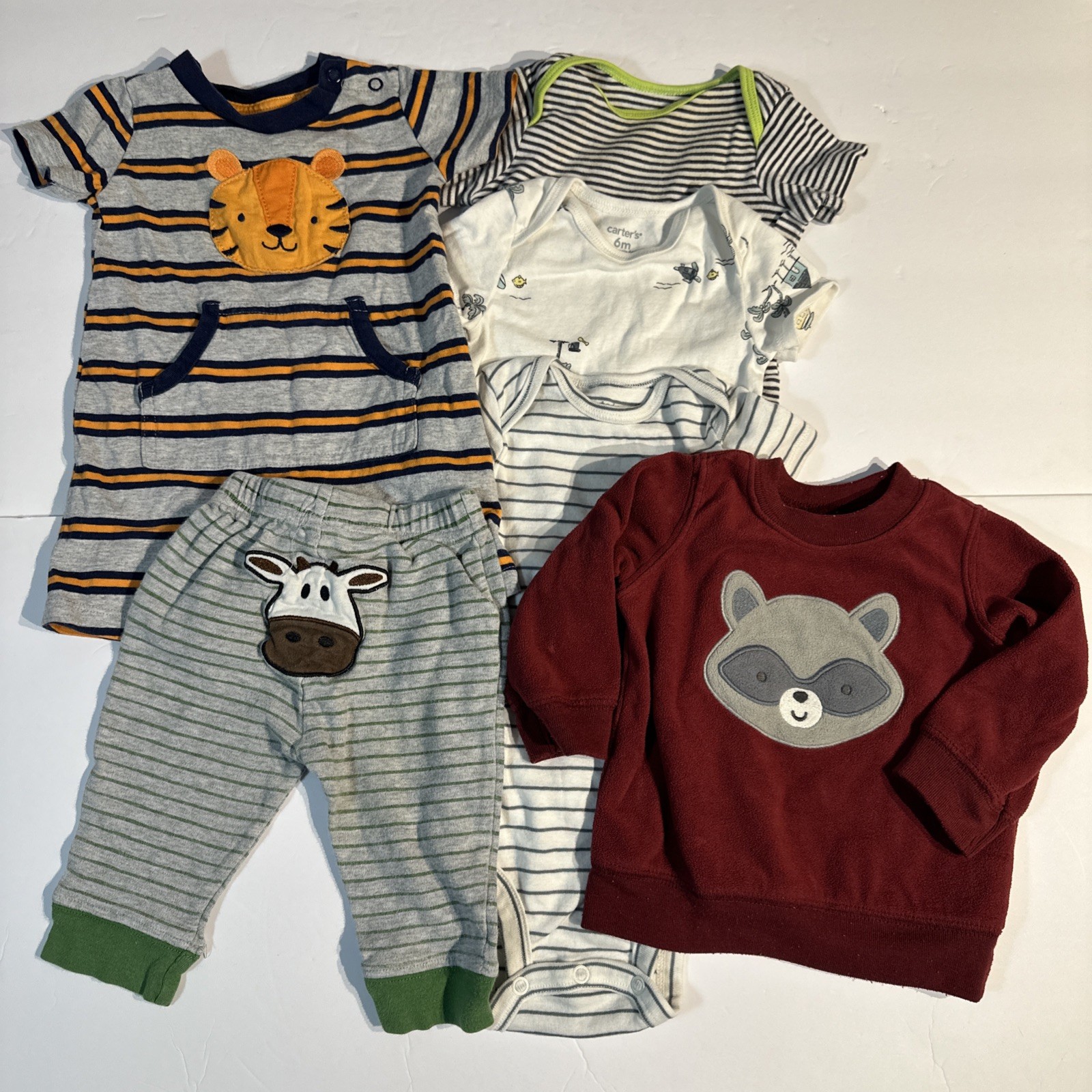 Lot of Baby Clothes 3-6M Long Sleeve Shirts Romper Animals Outdoor Outfits