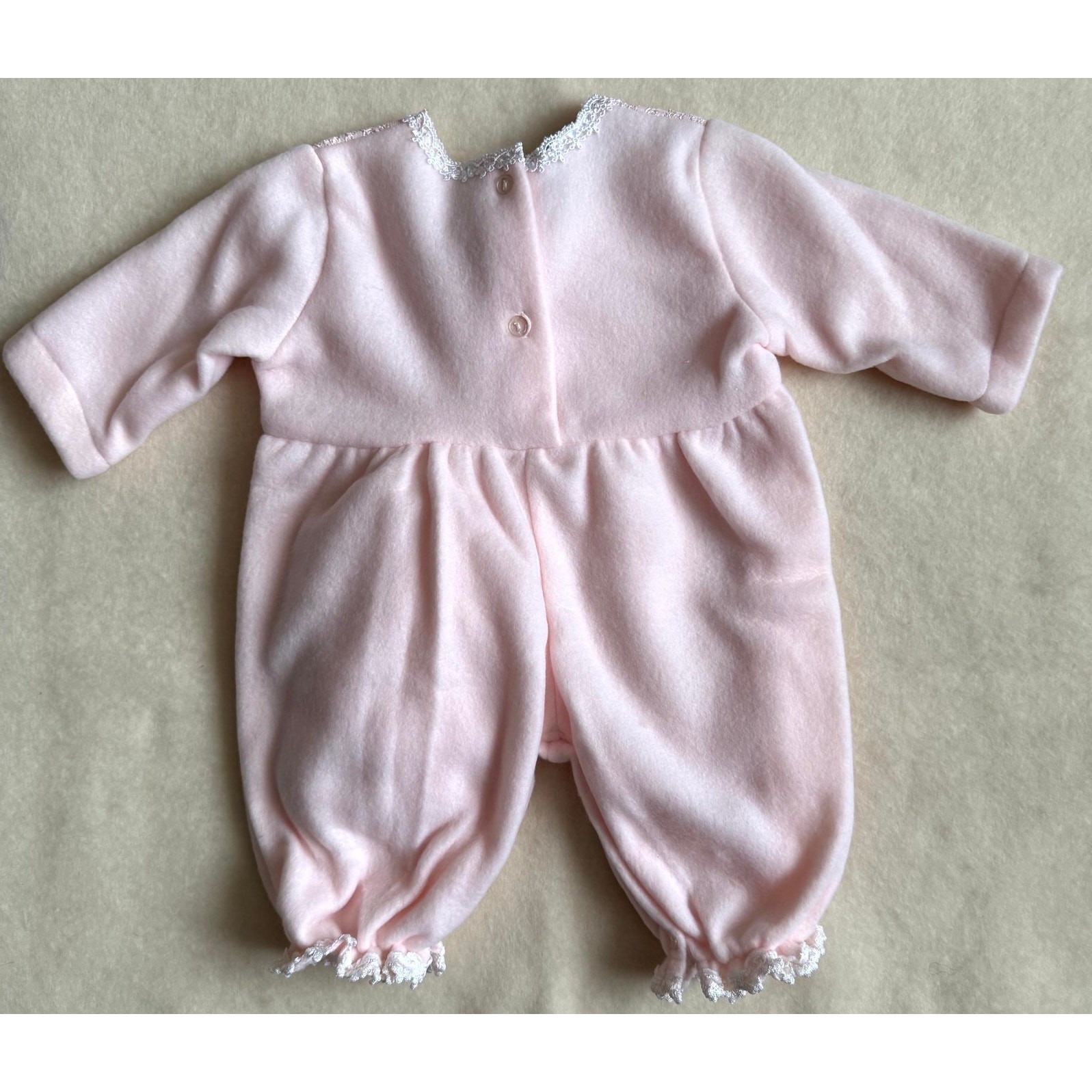 Vintage 90s It’s Baby 2-Piece Romper Set Girls 18 Months Pink Lace Rosettes Cap