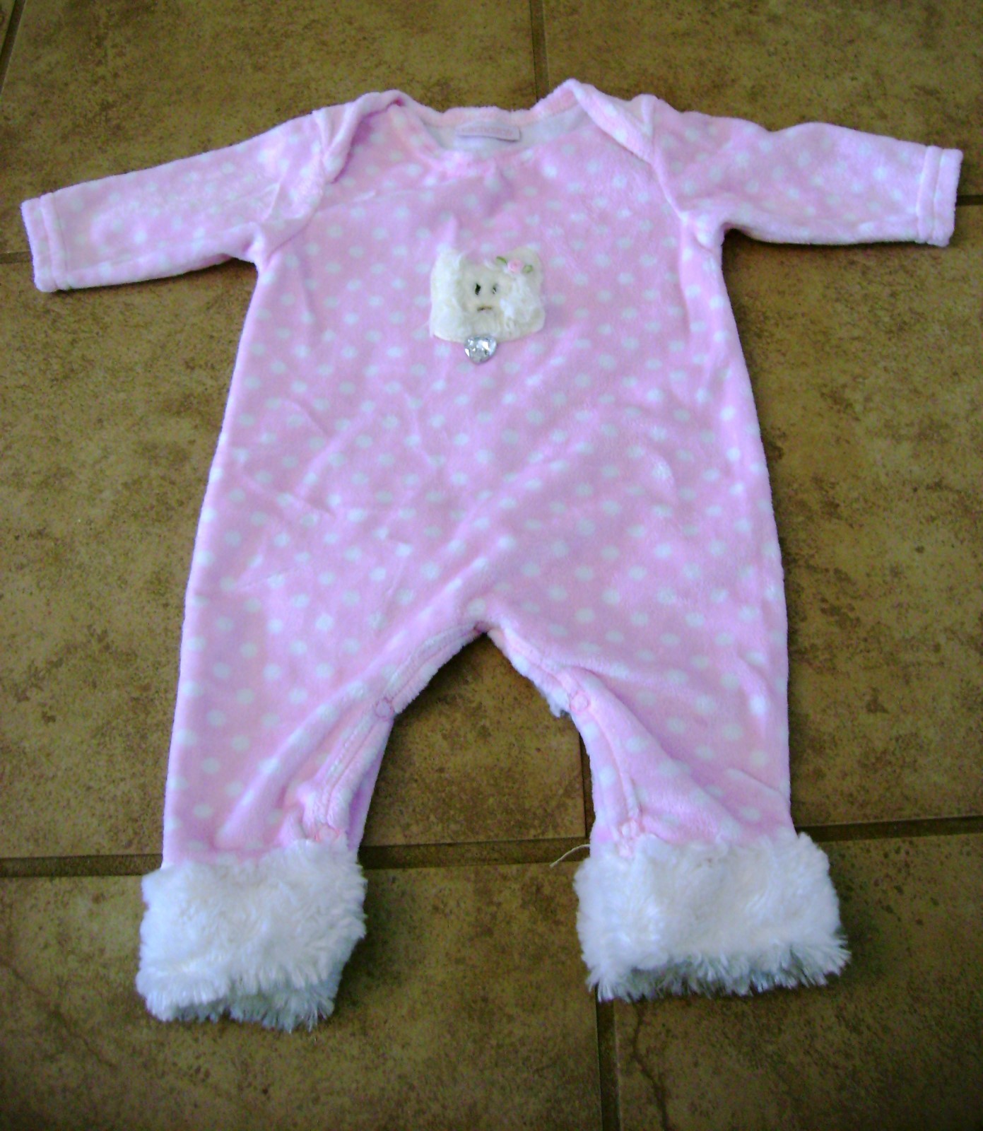 CachCach Baby Girls Outfit PINK PUPPY Dog Size 3-6 months Velour Fuzzy SOFT