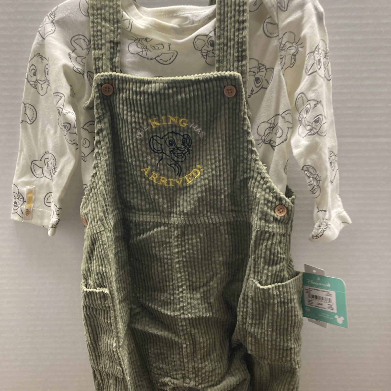 Disney Baby Simba 2 Piece Corduroy Set With Pockets Size 24 Months New