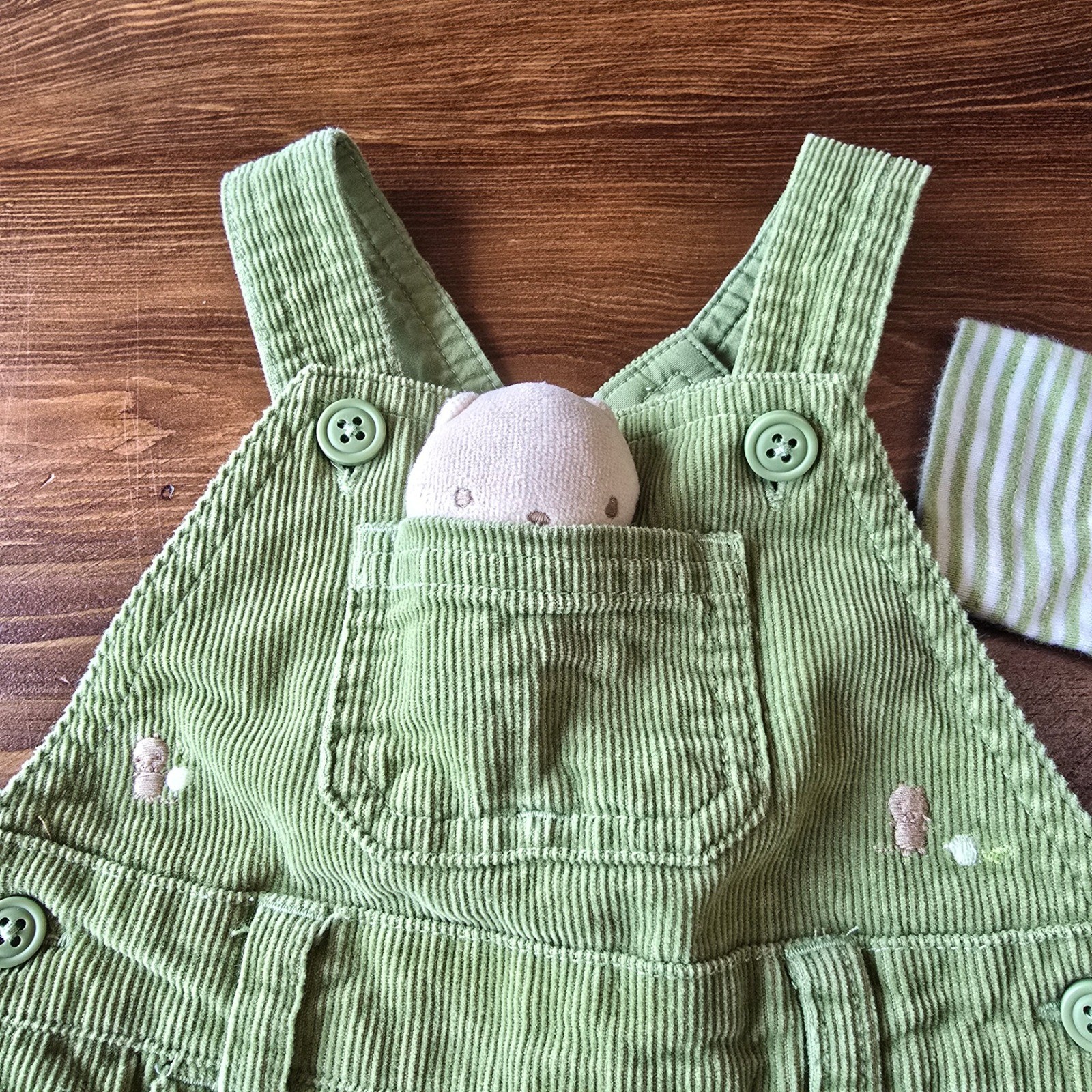 Vintage Gymboree Does Your Garden Grow Baby Corduroy Overalls & Striped Set 0-3M