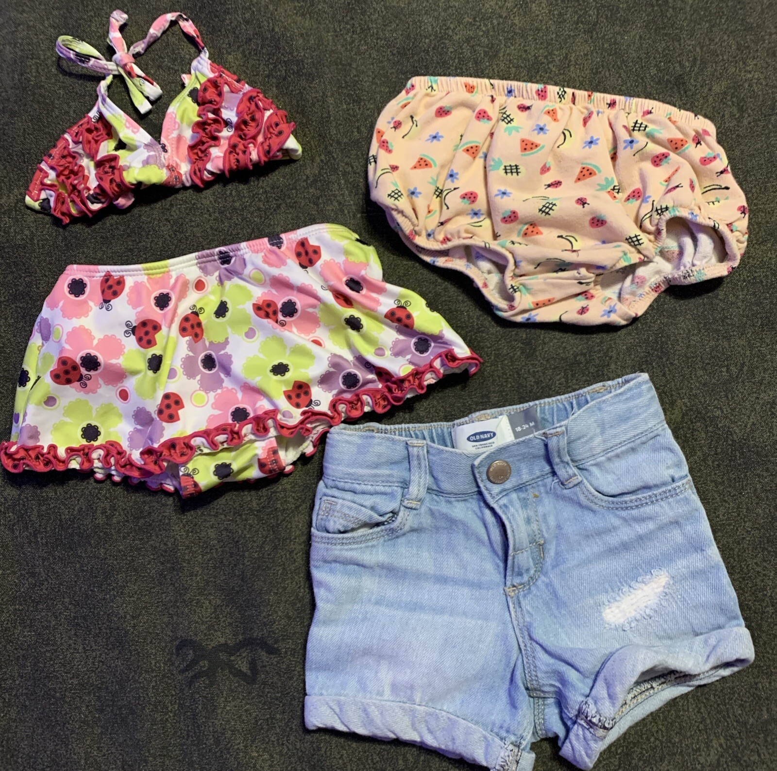 ☆ Baby Girl’s 4 Pc Lot 18-24 Month 2 Pc Swimsuit Bloomers & Short Listing #1001