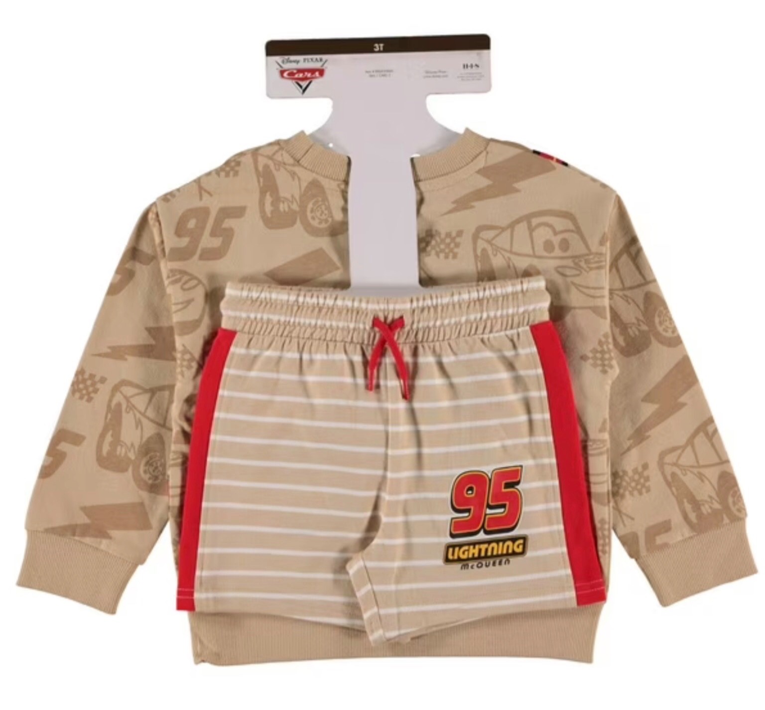 Cars, 2 piece sweatshirt & shorts set & attached crossbag nwt size 4T