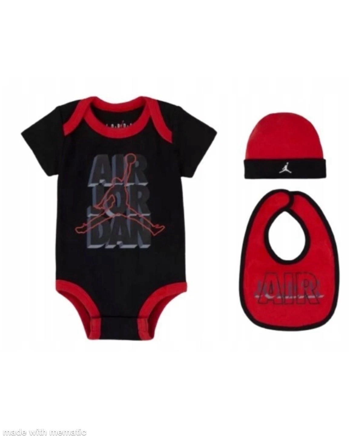 Nike Air Jordan Jumpman 3 Piece Gift Set Newborn Baby 0-6 Months Black Red NIB