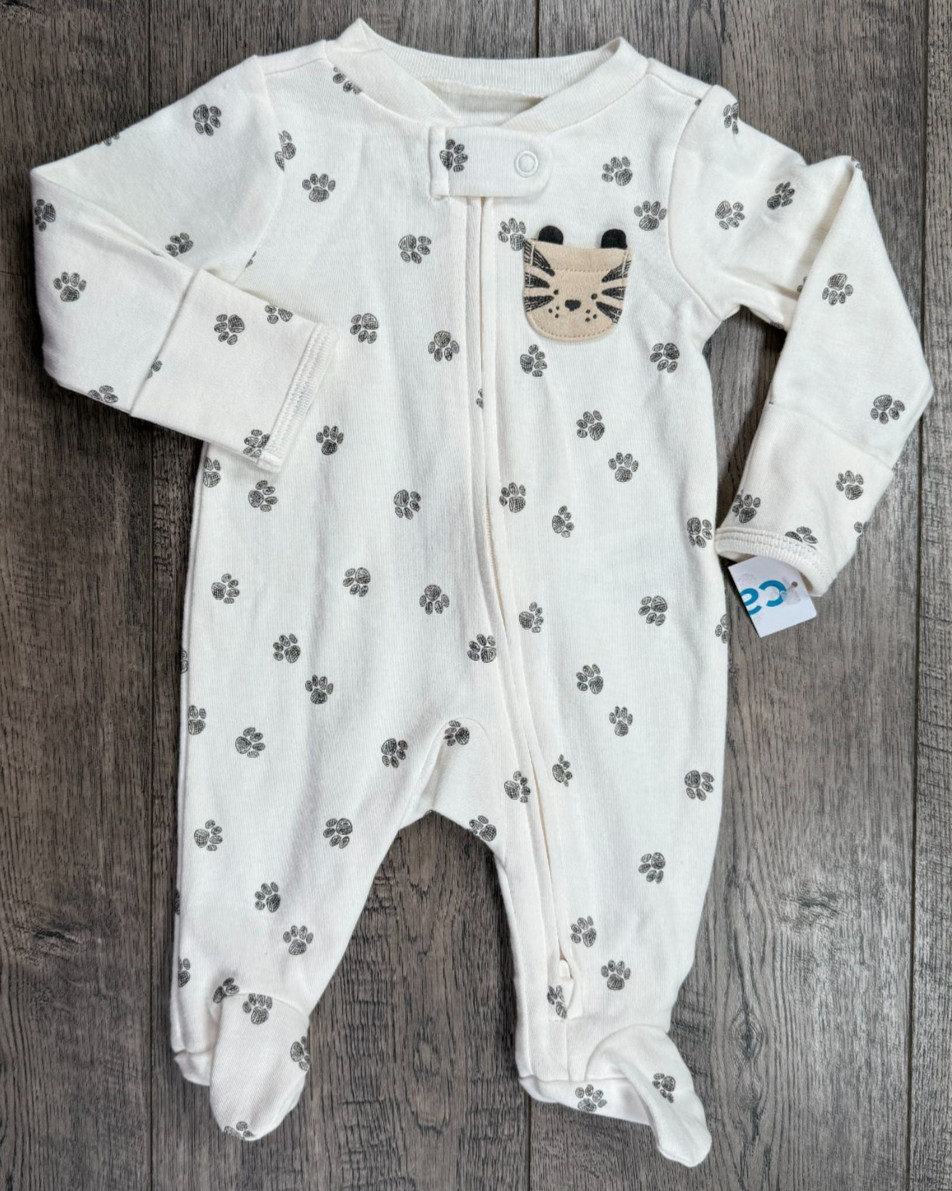 Baby Boy Clothes New Carter’s Newborn Tiger Paw Print Footed Outfit