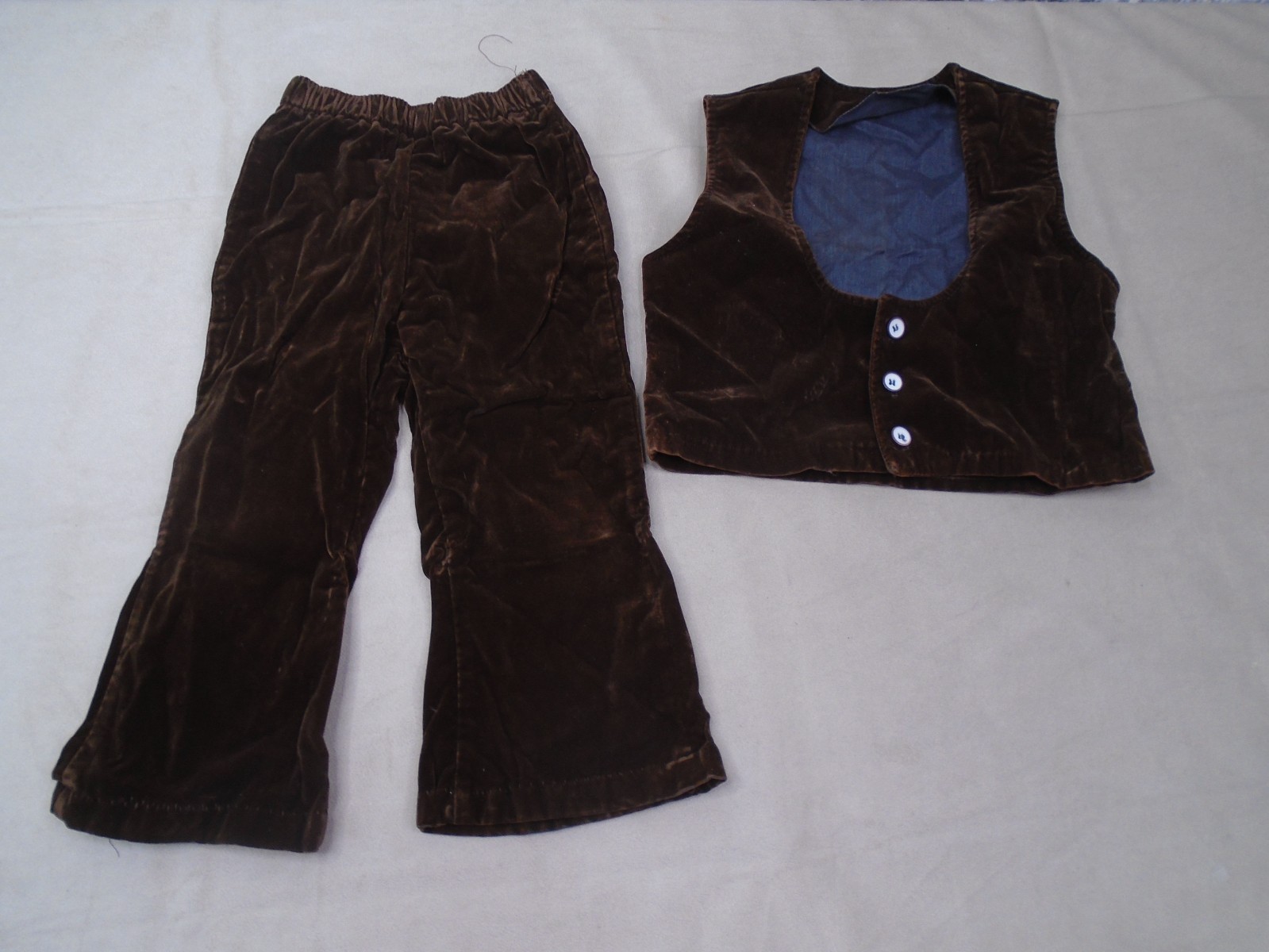 Vintage 90s Kids Wee Willie Western Vest & Bootcut Pants Cowboy Brown Velour 4T