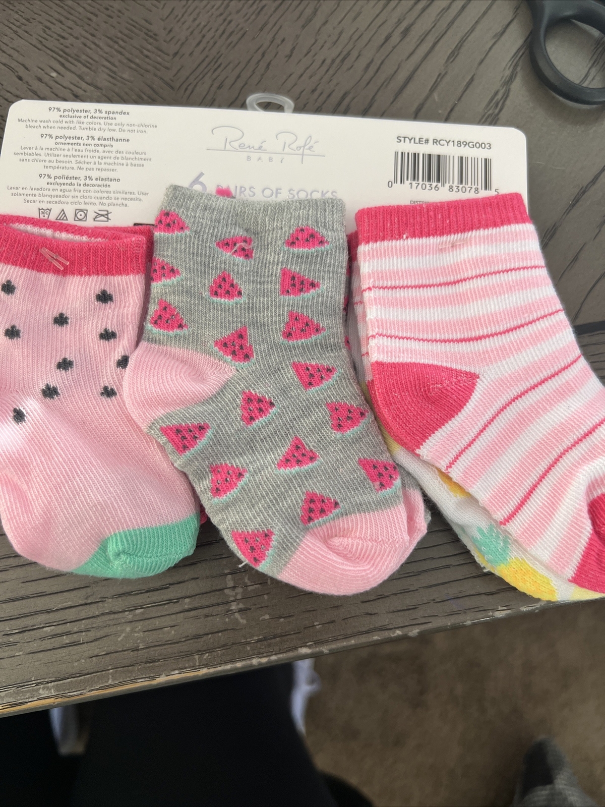 NEW Rene Rofe Baby Girl Pretty Fruit 6-Pair Socks Set, Size: 12-24 Months