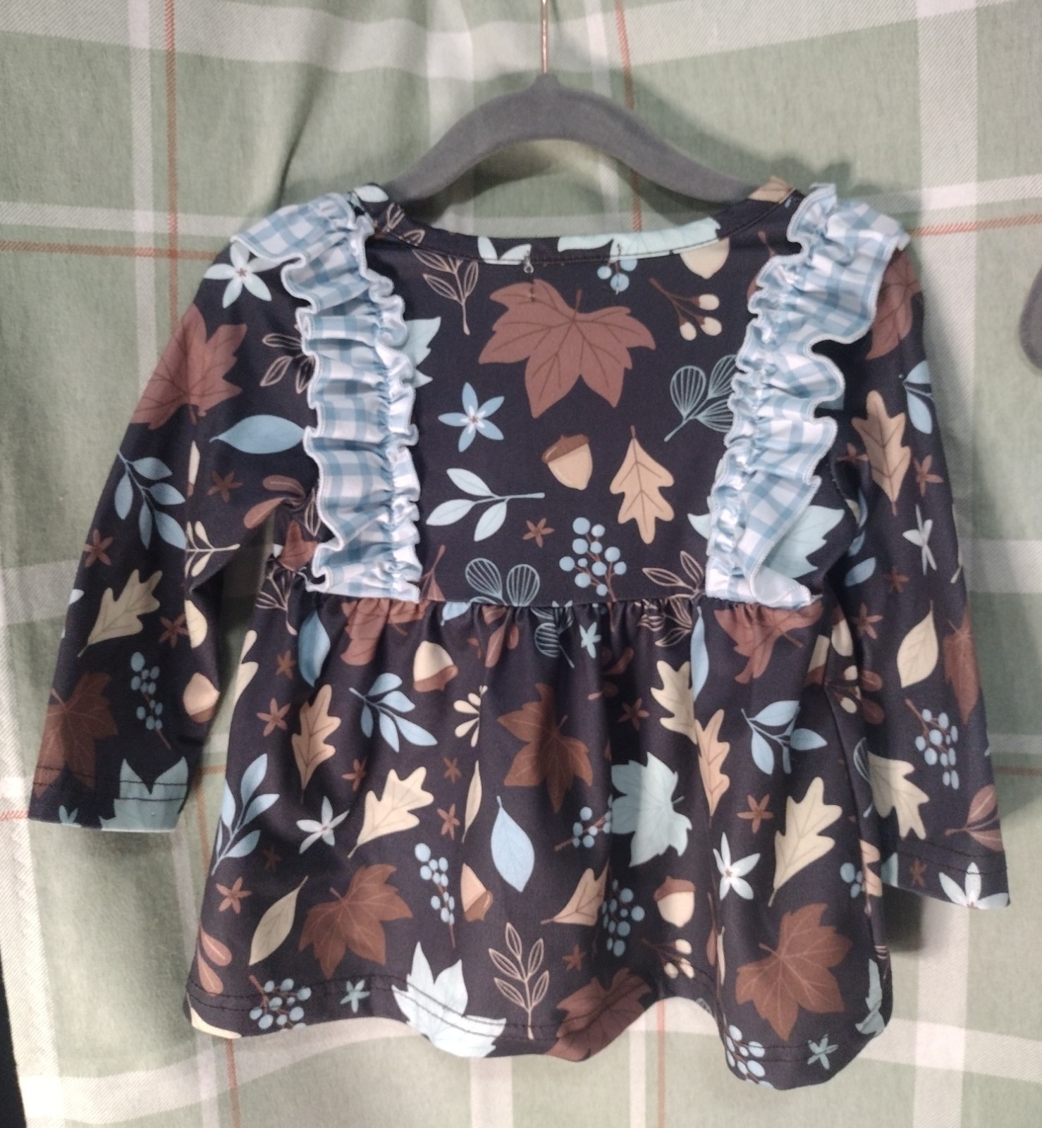 Pete and Lucy Boutique Pant Outfit Girls 3-6 Fall leaves acorns ruffles gingham