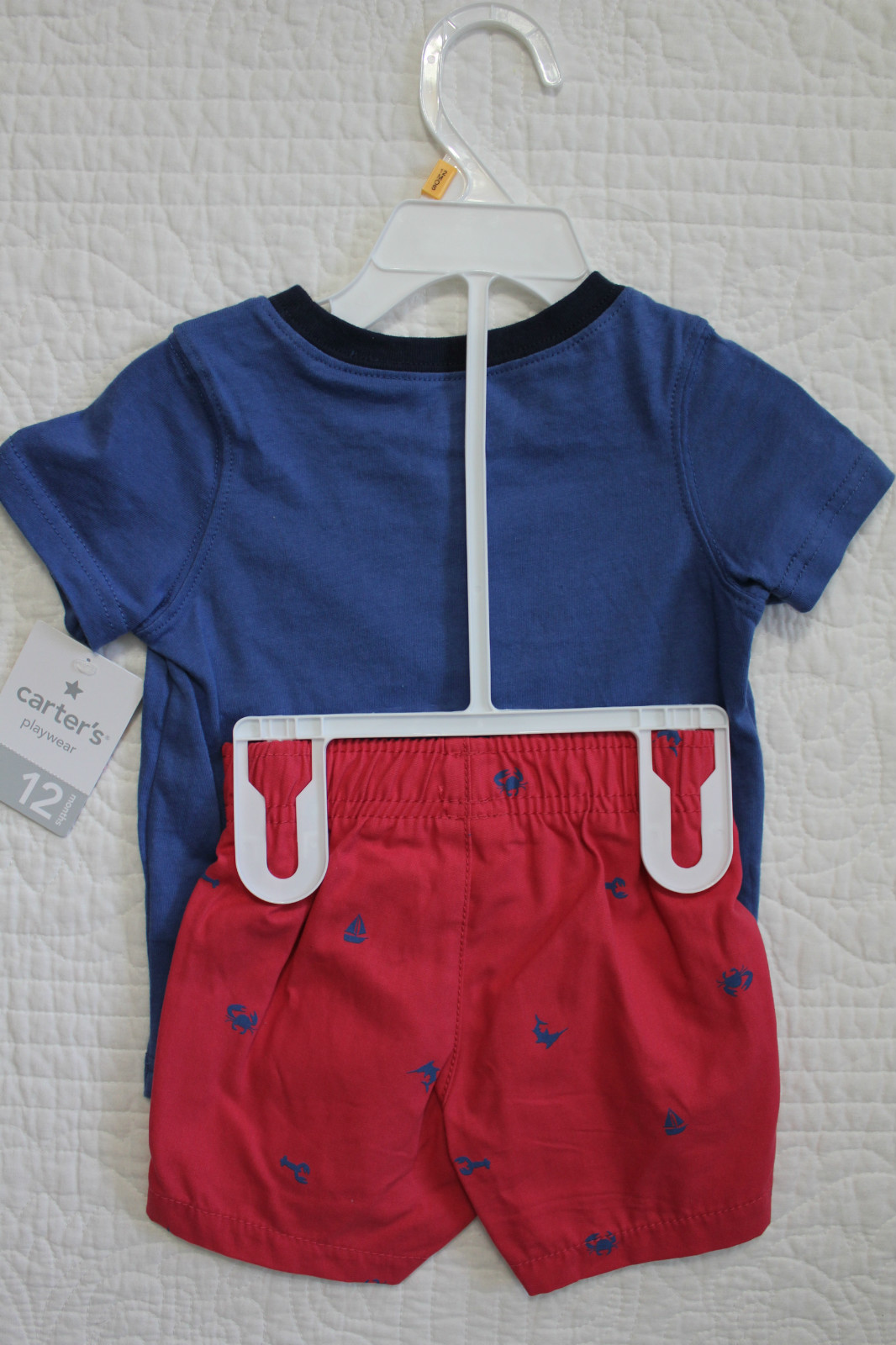 NEW BABY BOYS CARTERS 2 PIECE SET SHIRT SHORTS LITTLE SNAPPY CRAB IRRESISTIBLE