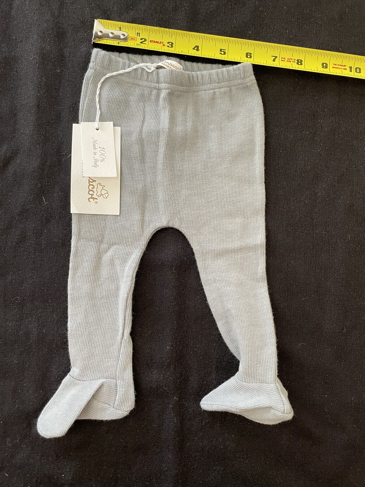 La Mascot (Italy) NWT Grey/White Pink 100% Cotton Knit Top & Footie Pants-3Mos