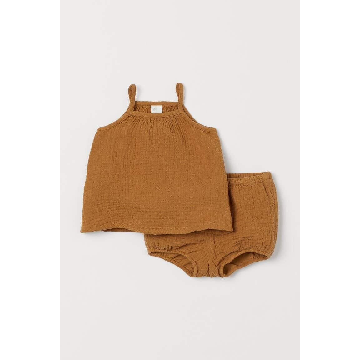 H&M Brown Muslin Cotton Tank Top + Bloomer Outfit Set – 3 Months