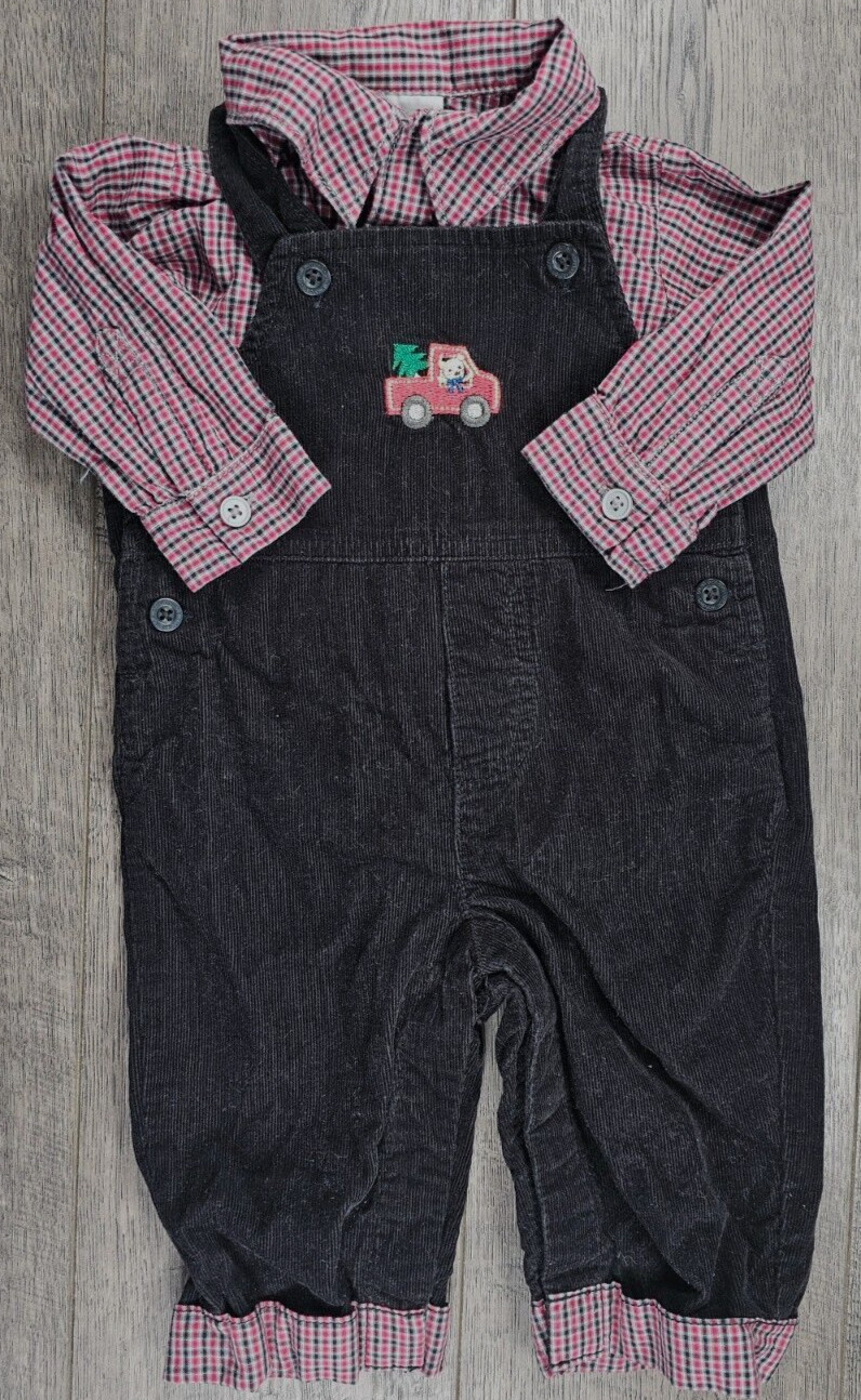 Baby Boy Clothes Small Wonders 0-3 Month 2pc Christmas Corduroy Overalls Outfit