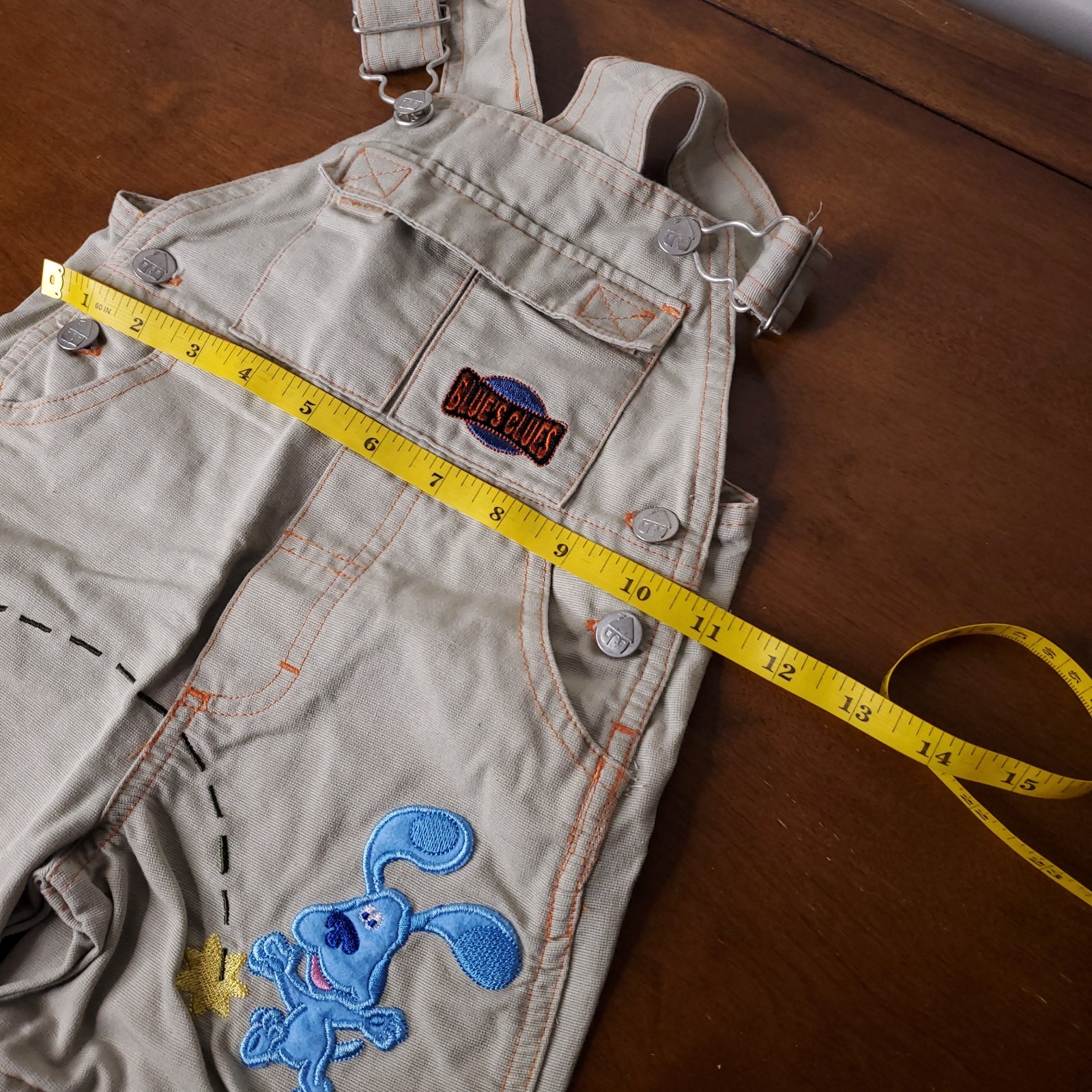 Vintage y2k Blue’s Clues 18M bib overalls Shortalls convertible tan