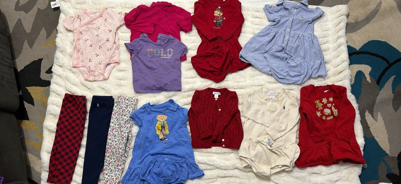 Polo Ralph Lauren Polo Bear 11pc Girls Outfit/Set 3 Months Multicolor- 18M