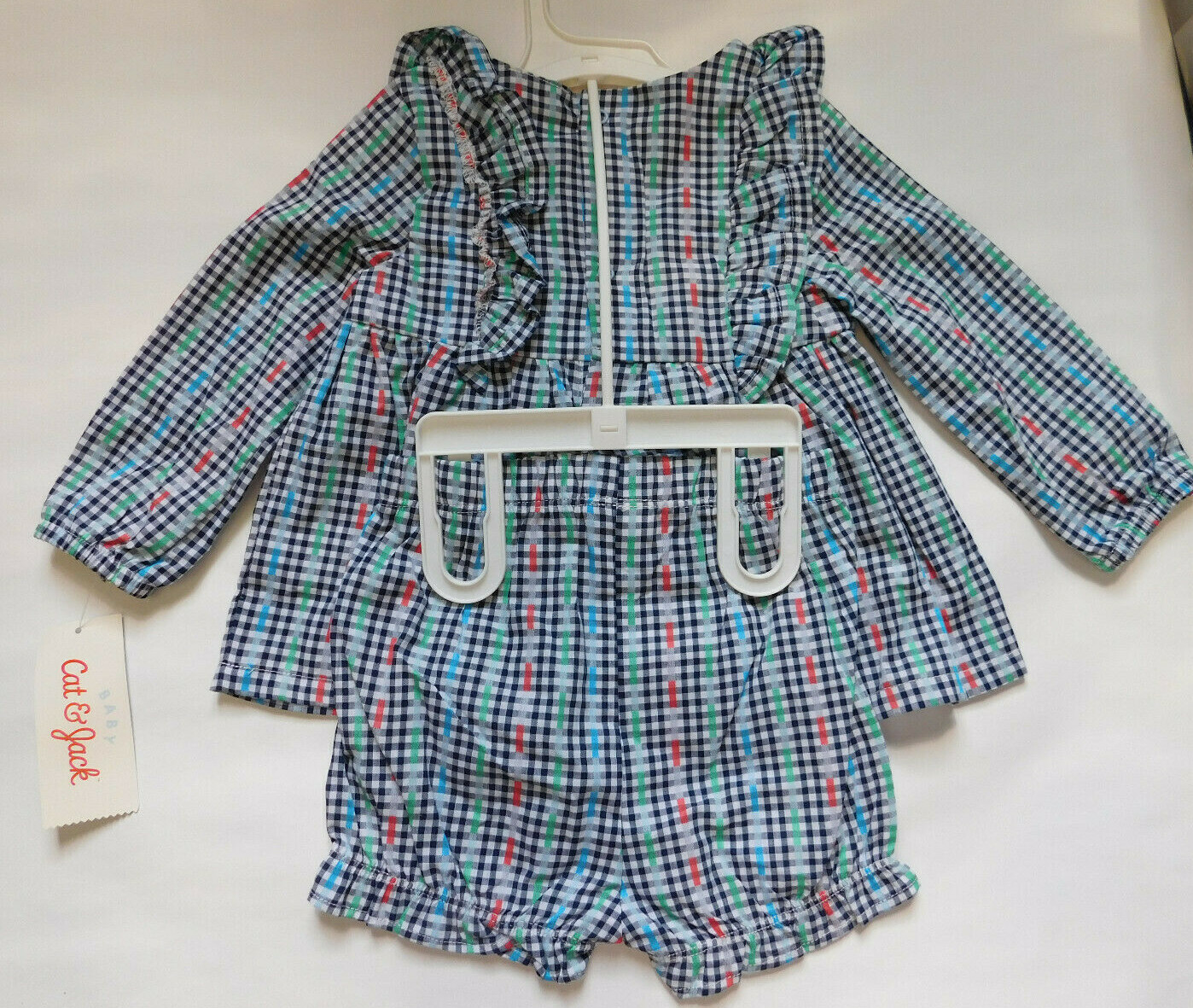 Infant Girl 18 Month Multicolor Plaid Top with Bottom Ruffles Long Sleeve Outfit