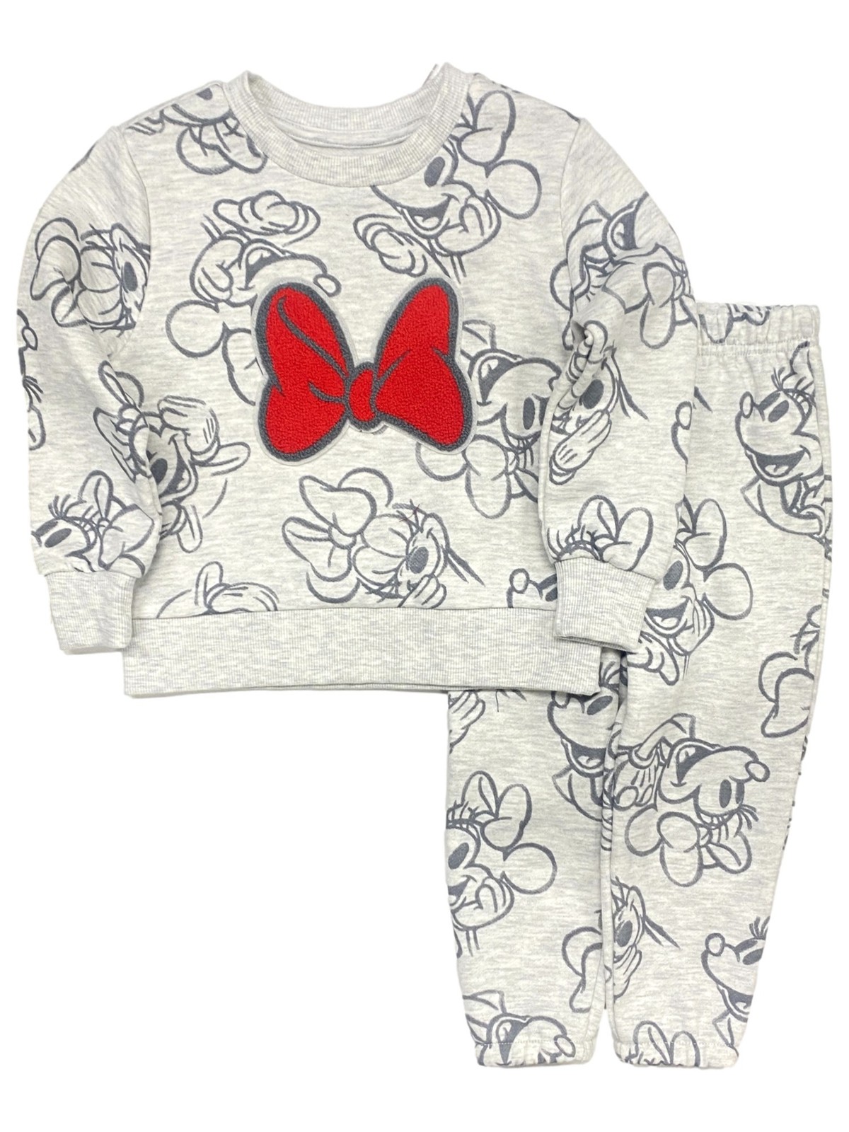 Disney Toddler Girls Gray Minnie Mouse Bow Adorable Sweatshirt & Sweats 2T