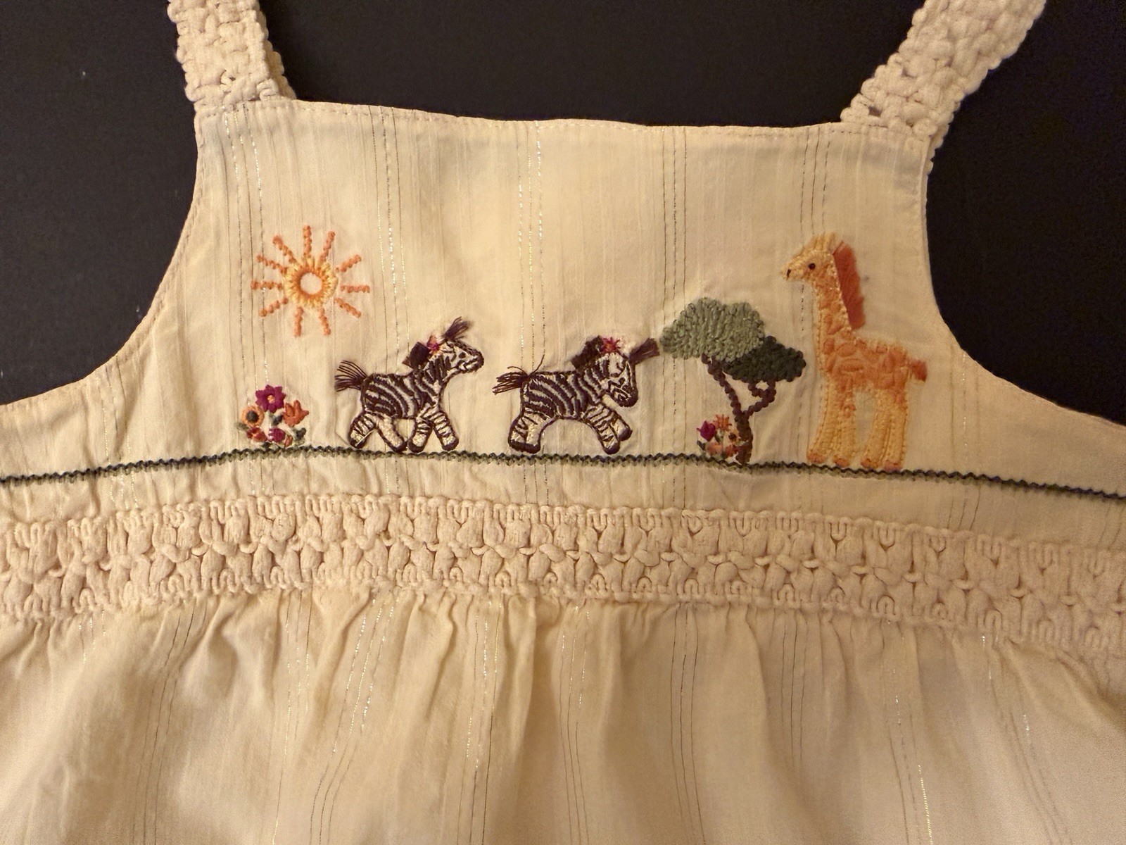 Girls 2T Gymboree SAVANNA SUNSET cotton Embroidery safari TOP & Denim SHORTS Set
