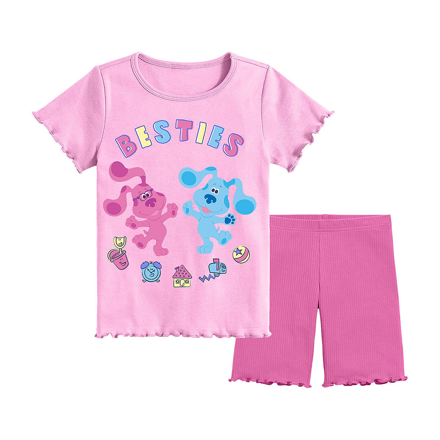 Blues Clues Girls Toddler Outfit 2T 3T 4T 5T T Shirt Short Set Tee NWT Magenta