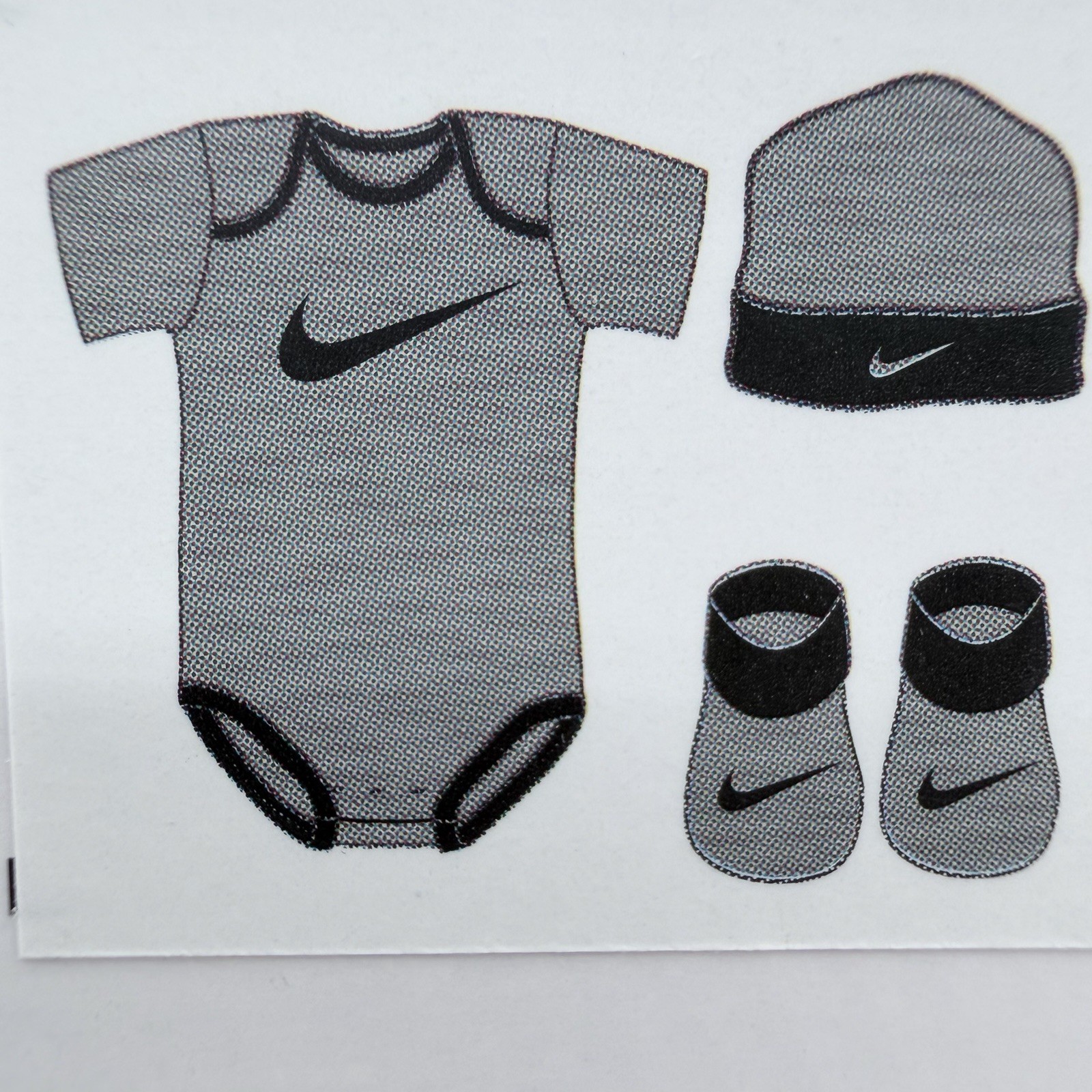 Nike Baby 3Pc Outfit Set Hat Bodysuit Booties 0-6M Jersey Black Gray NIB