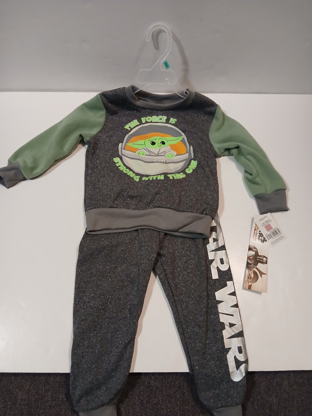 Baby Yoda Grogu Mandalorian 2 Piece Toddler Jogger Outfit Size 2t Star Wars